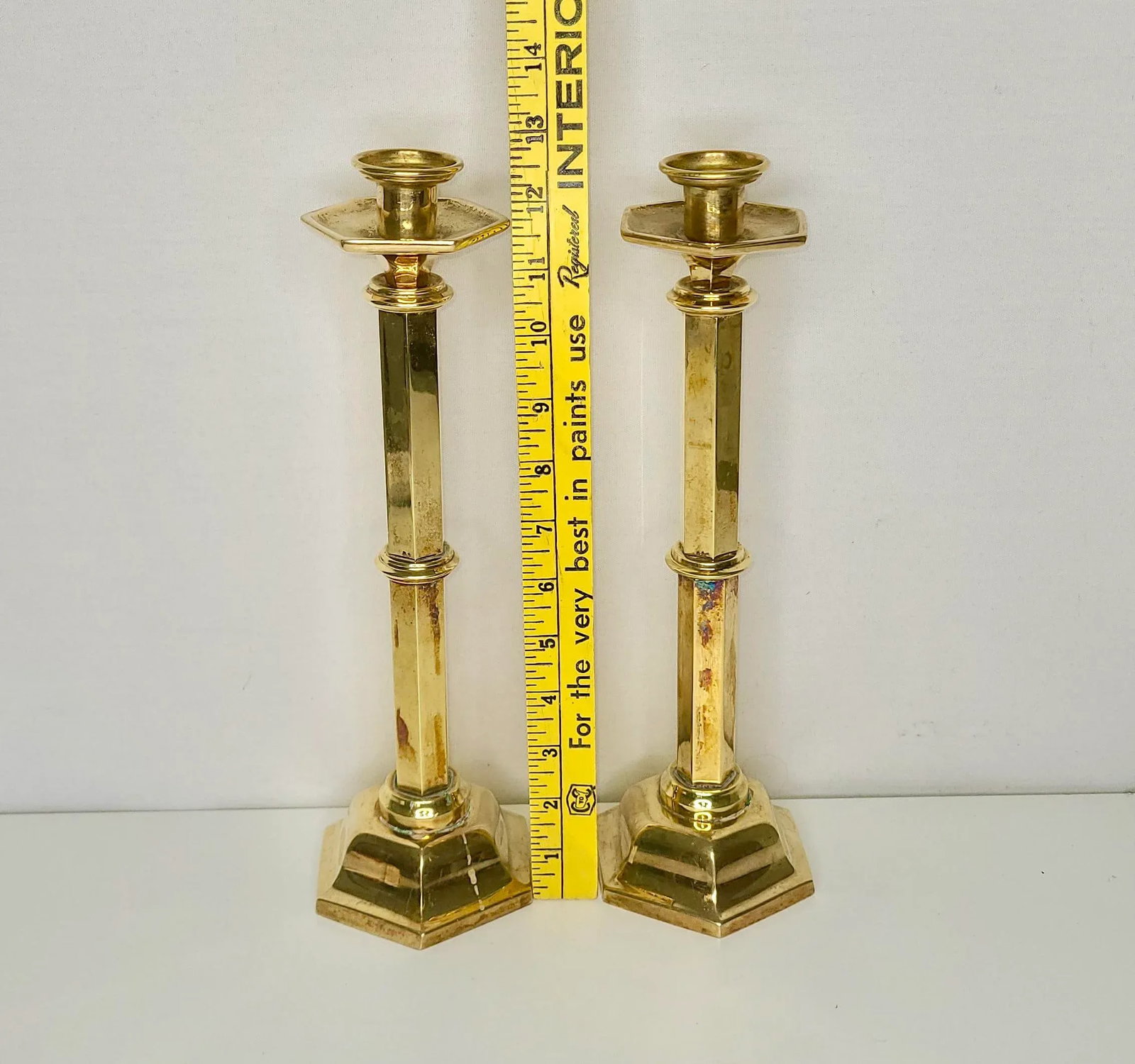 Early 20th Century Art Deco Brass Candlesticks - a Pair - 3