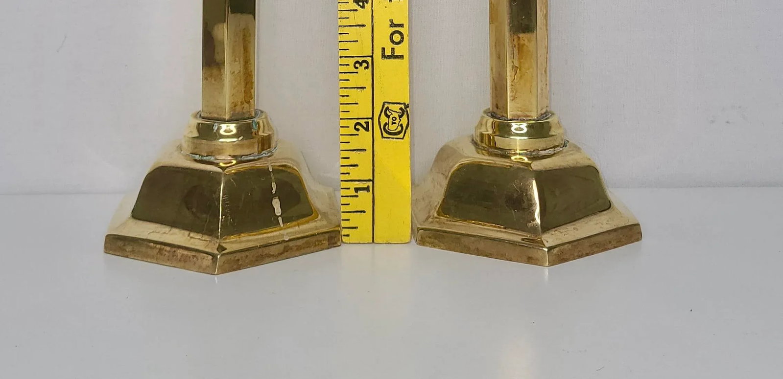 Early 20th Century Art Deco Brass Candlesticks - a Pair - 4