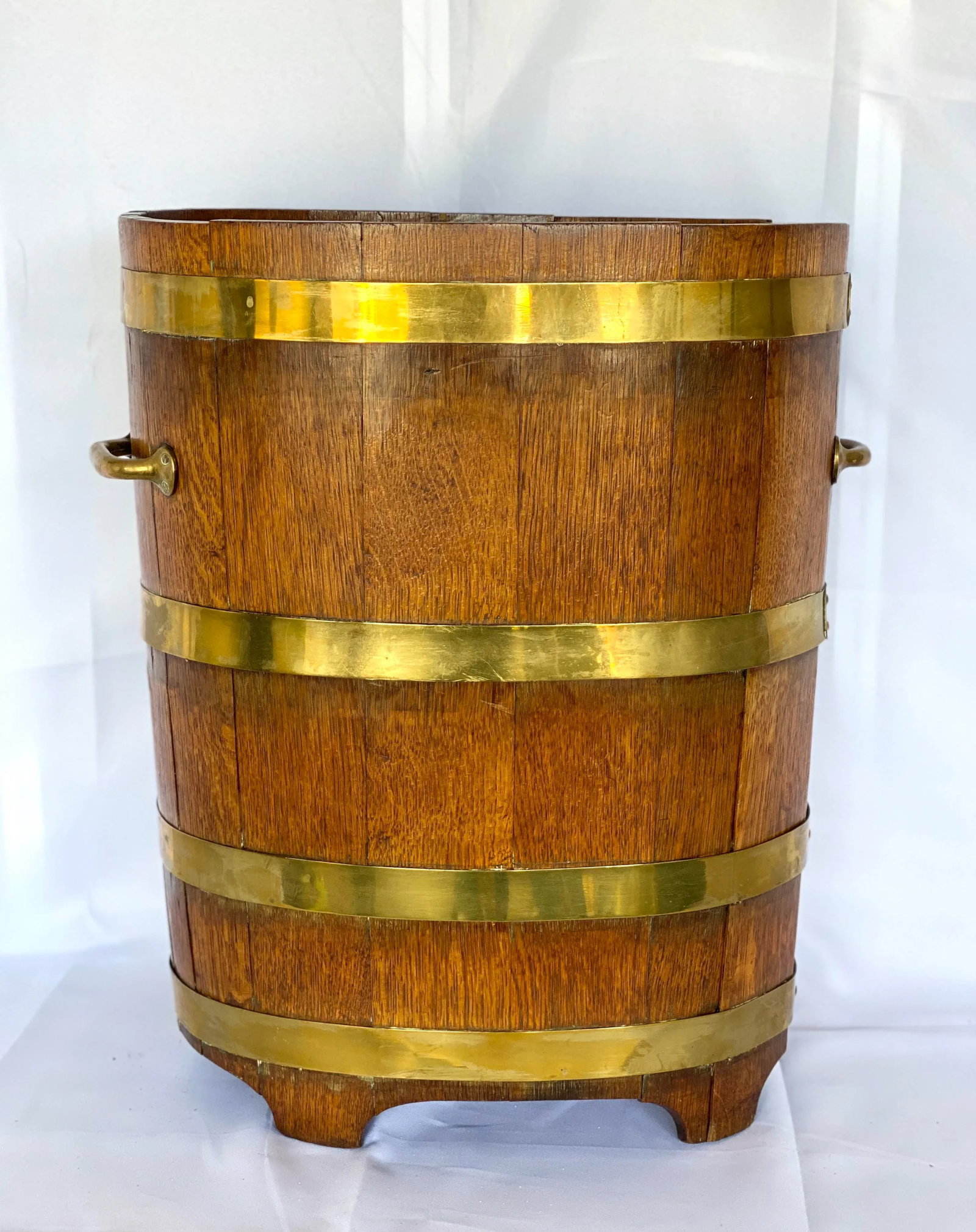 Late 19th Century English Oak Barrel With Brass Bands Umbrella Stand - 6