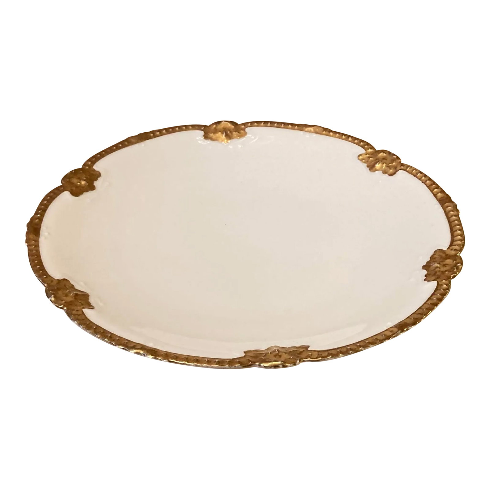 Early 20th Century French Limoges White Porcelain Gold Edge Dessert Plate (1 of 7)