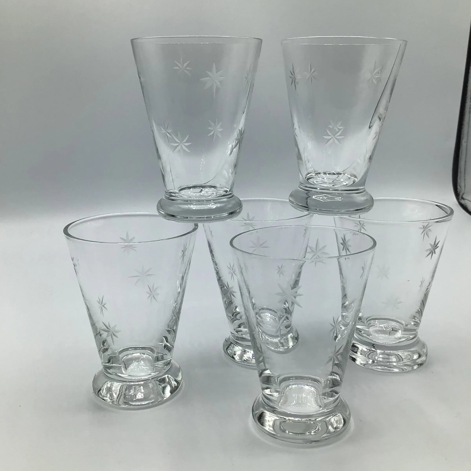 Vintage 70's Atomic Etched Cocktail Glasses-Set of 6 - 10