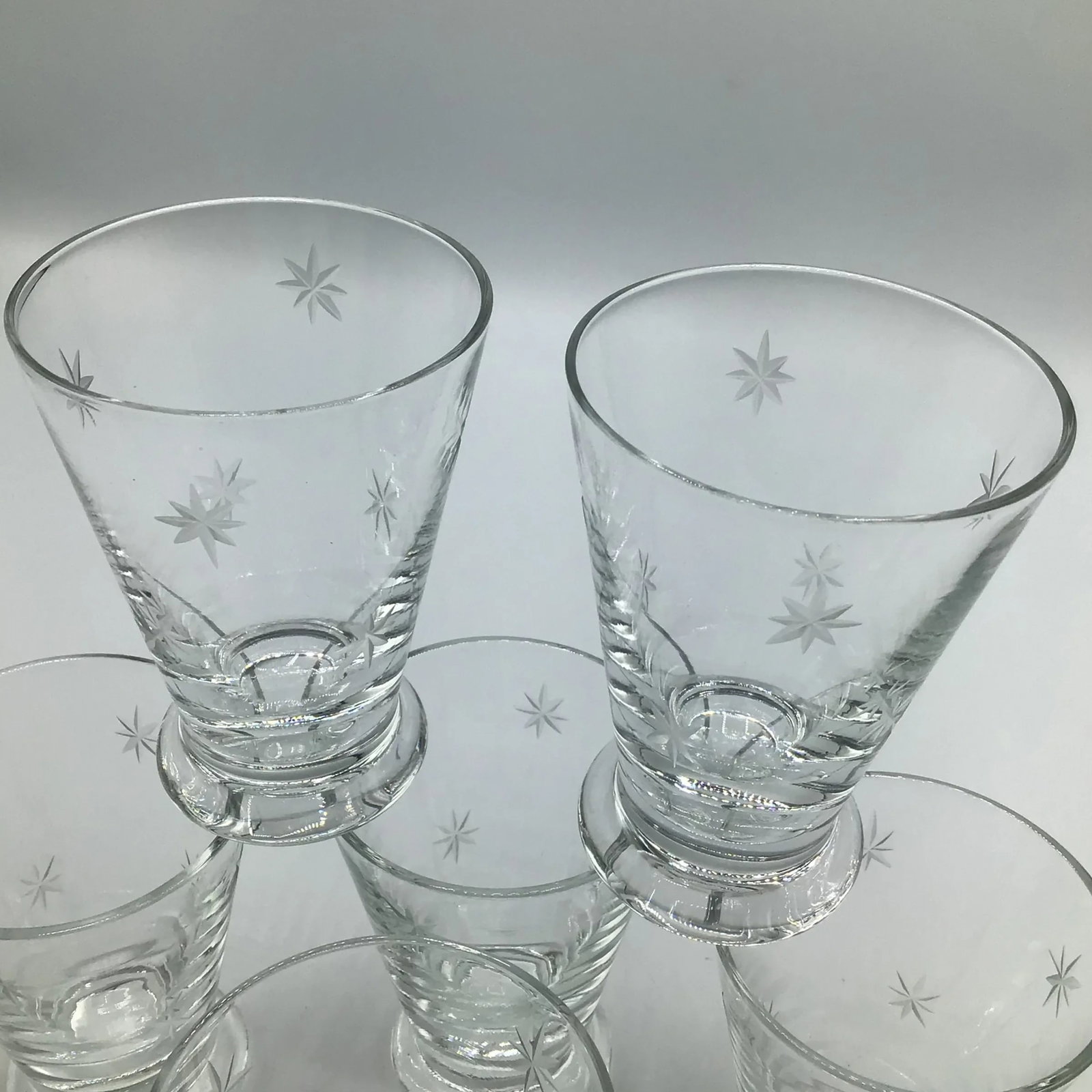 Vintage 70's Atomic Etched Cocktail Glasses-Set of 6 - 11