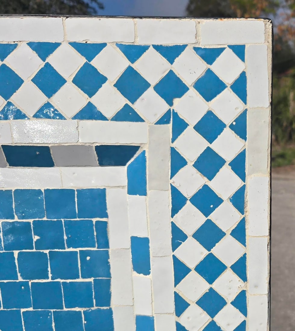 Moroccan Turquoise & White Mosaic Tile Fountain / Rafraf Style - 7