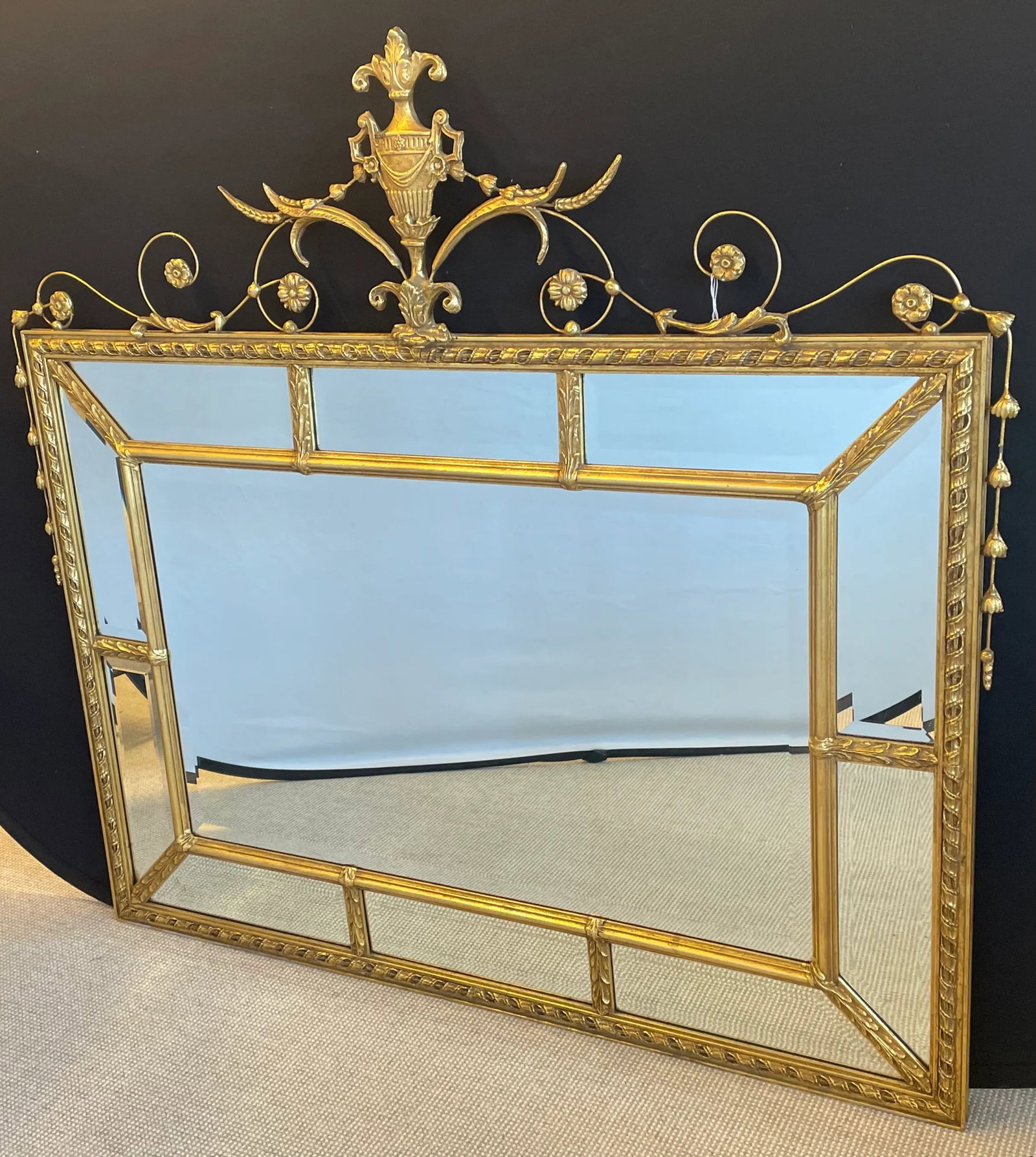 Adams Style Gilt Wood Wall, Console or Over the Mantle Mirror - 10