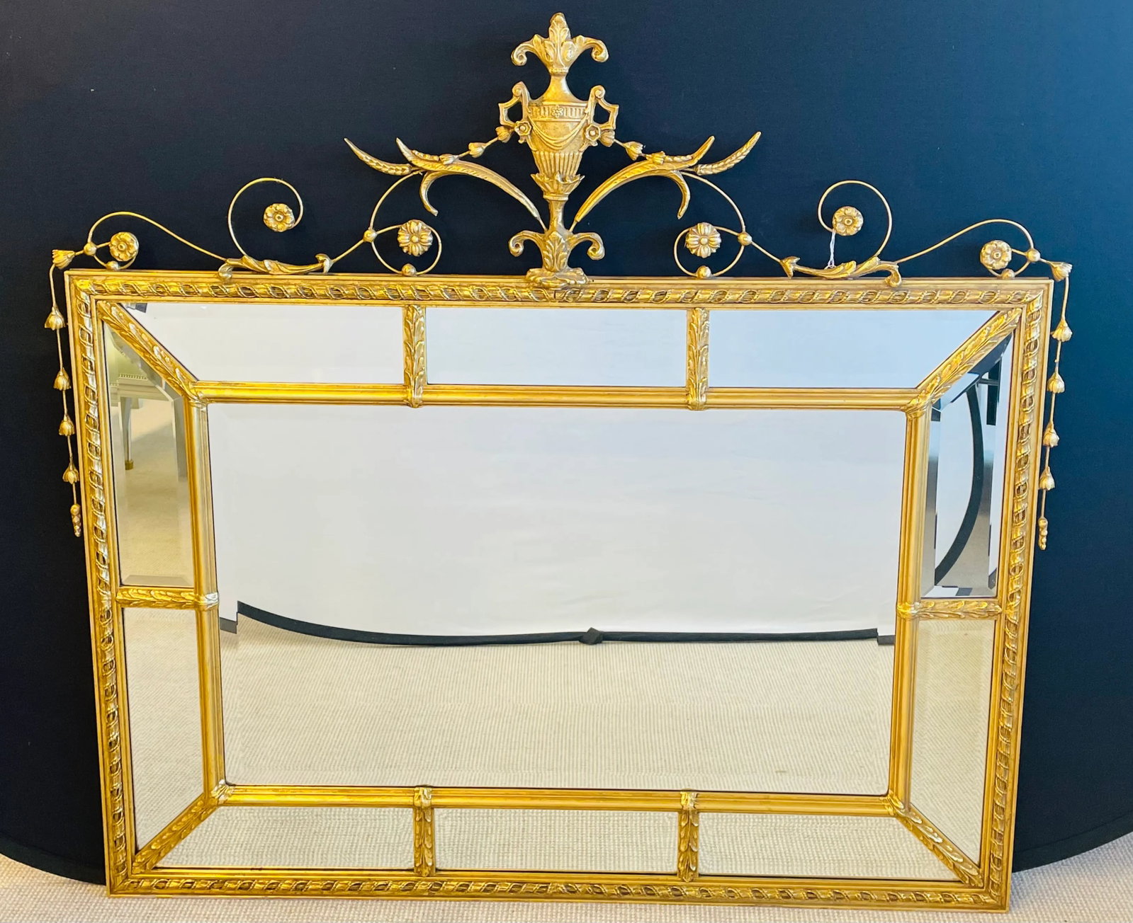 Adams Style Gilt Wood Wall, Console or Over the Mantle Mirror - 13