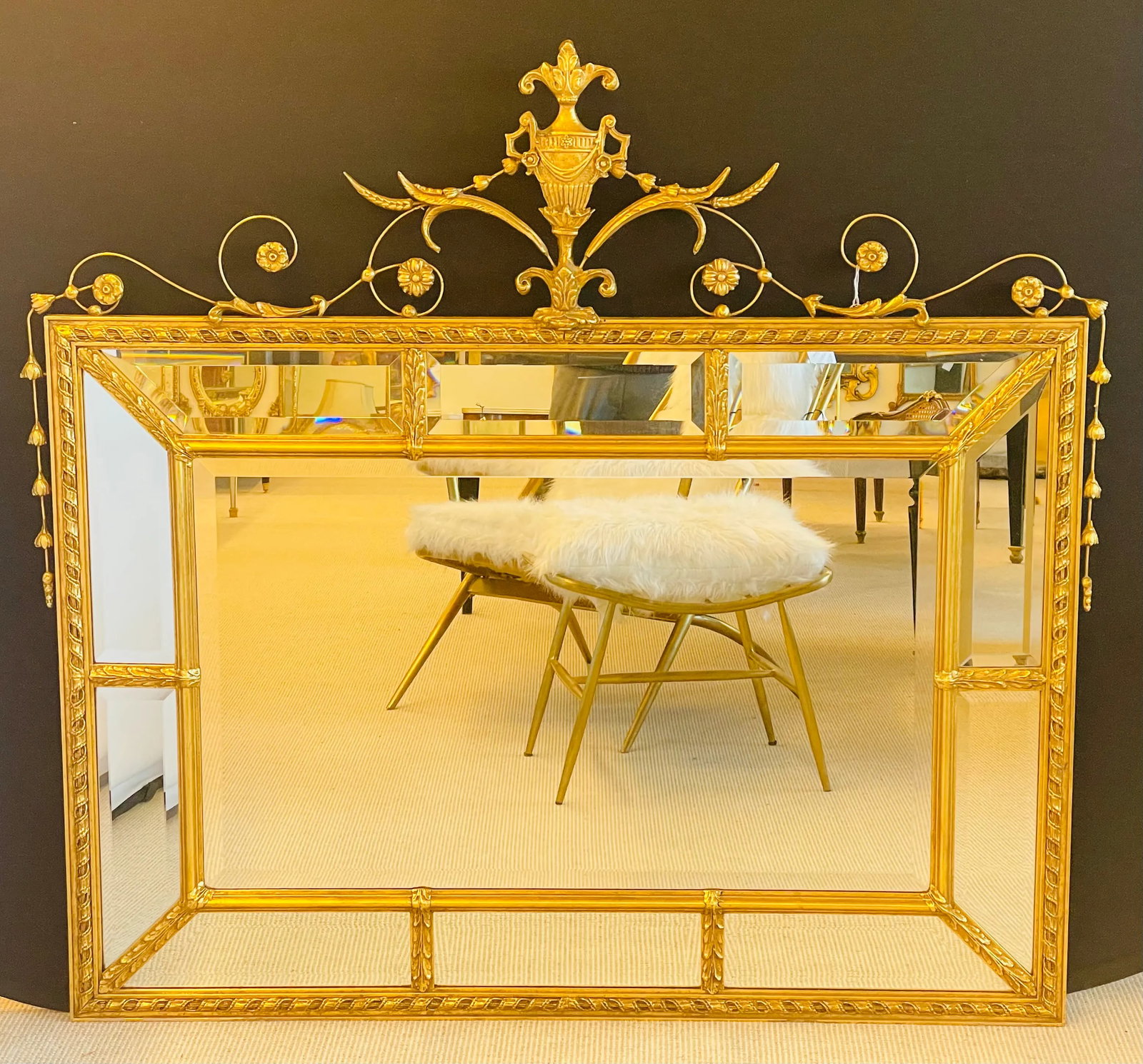Adams Style Gilt Wood Wall, Console or Over the Mantle Mirror - 4