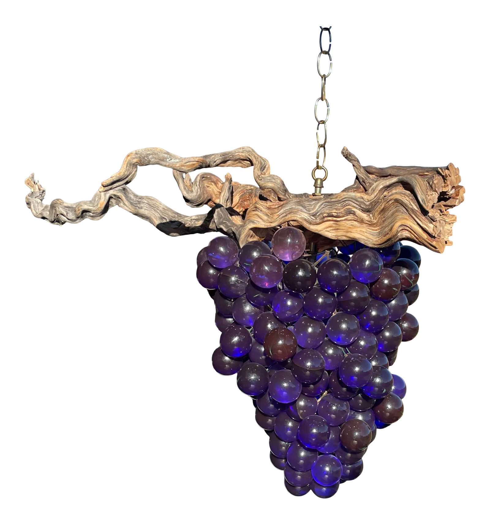 Mid-Century Large Lucite Grape & Driftwood Hanging Pendant Light (1 of 12)