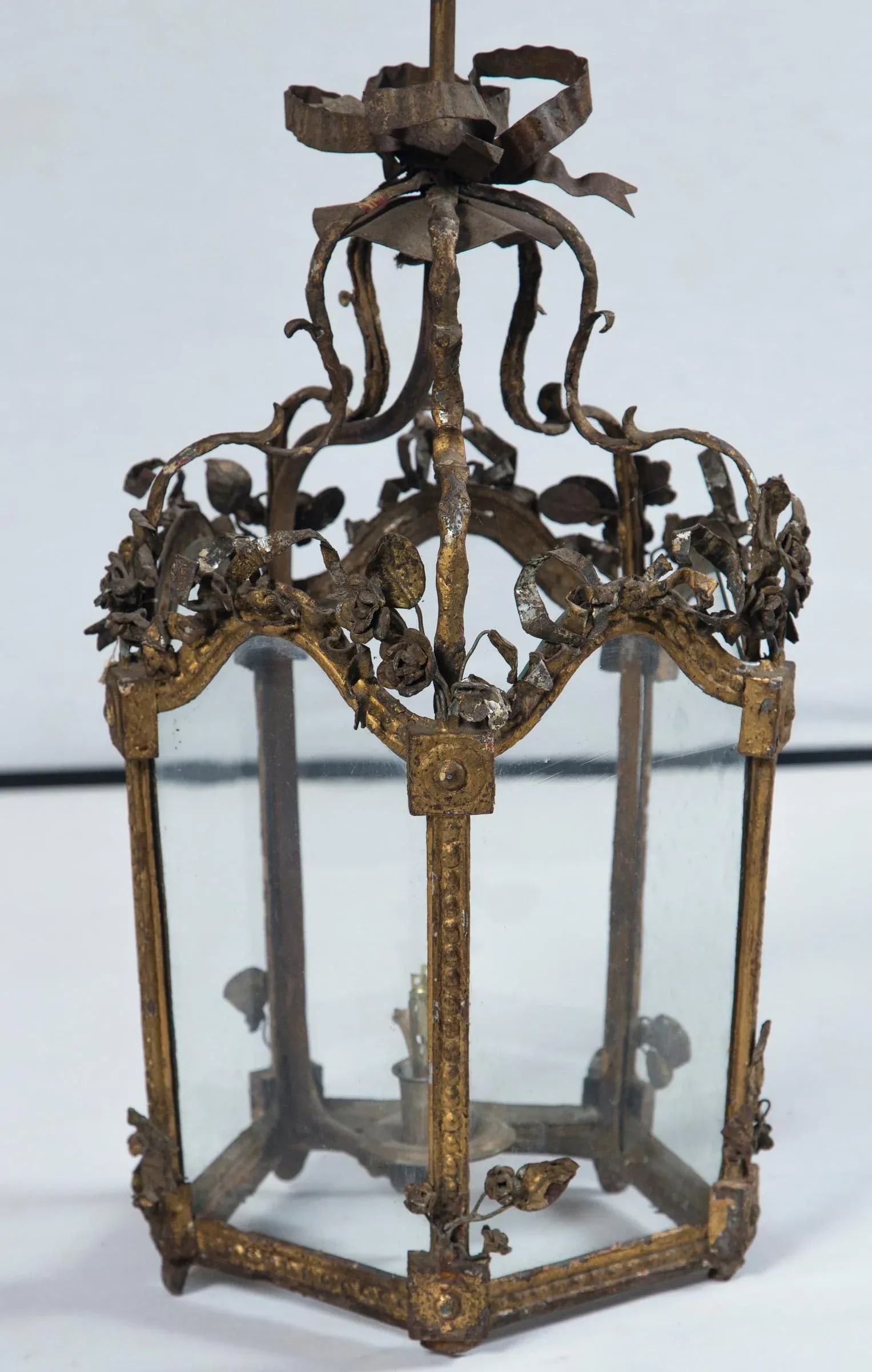 1940s French Gilt Tole Lantern - 2