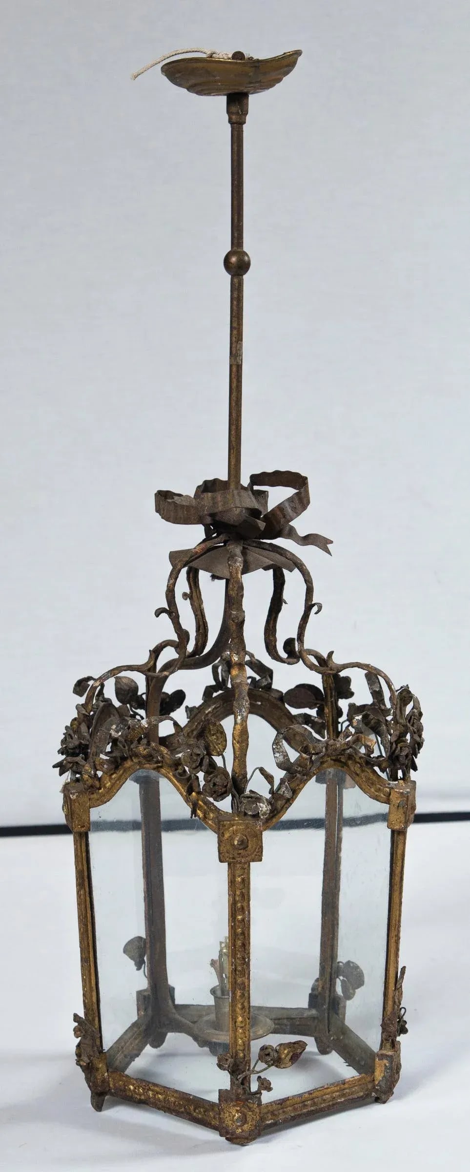 1940s French Gilt Tole Lantern - 3