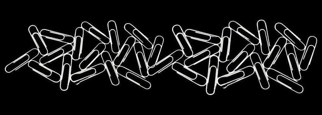 Vintage Double Pop Art Postmodern Curtis Jere Style Long Paper Clip Metal Wall Sculpture - 2
