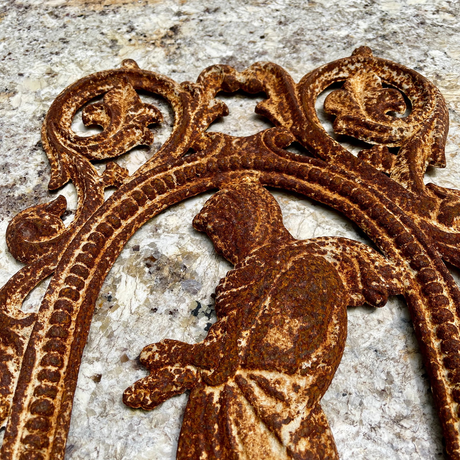 French Cast Iron Figural Flatback Rust Patina Garden Panel - 4