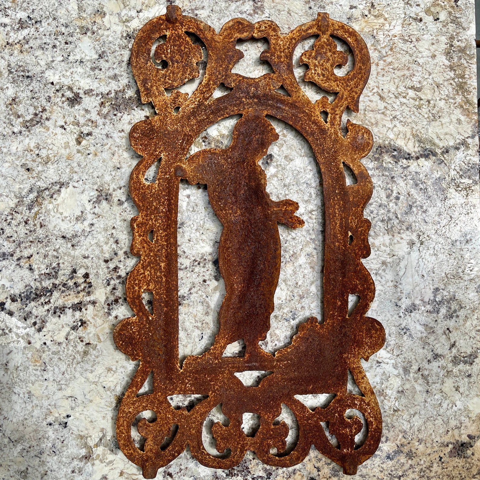 French Cast Iron Figural Flatback Rust Patina Garden Panel - 7