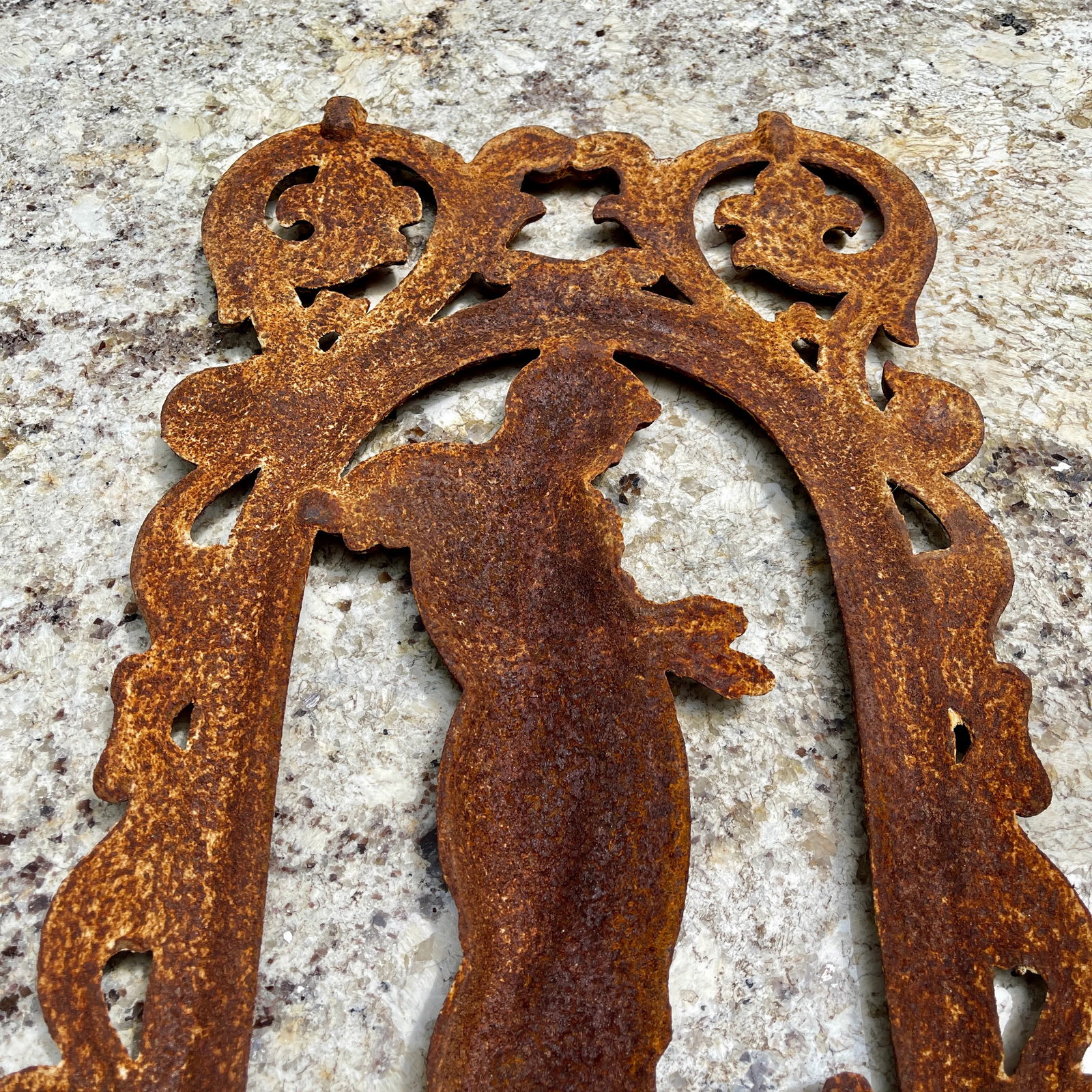 French Cast Iron Figural Flatback Rust Patina Garden Panel - 8