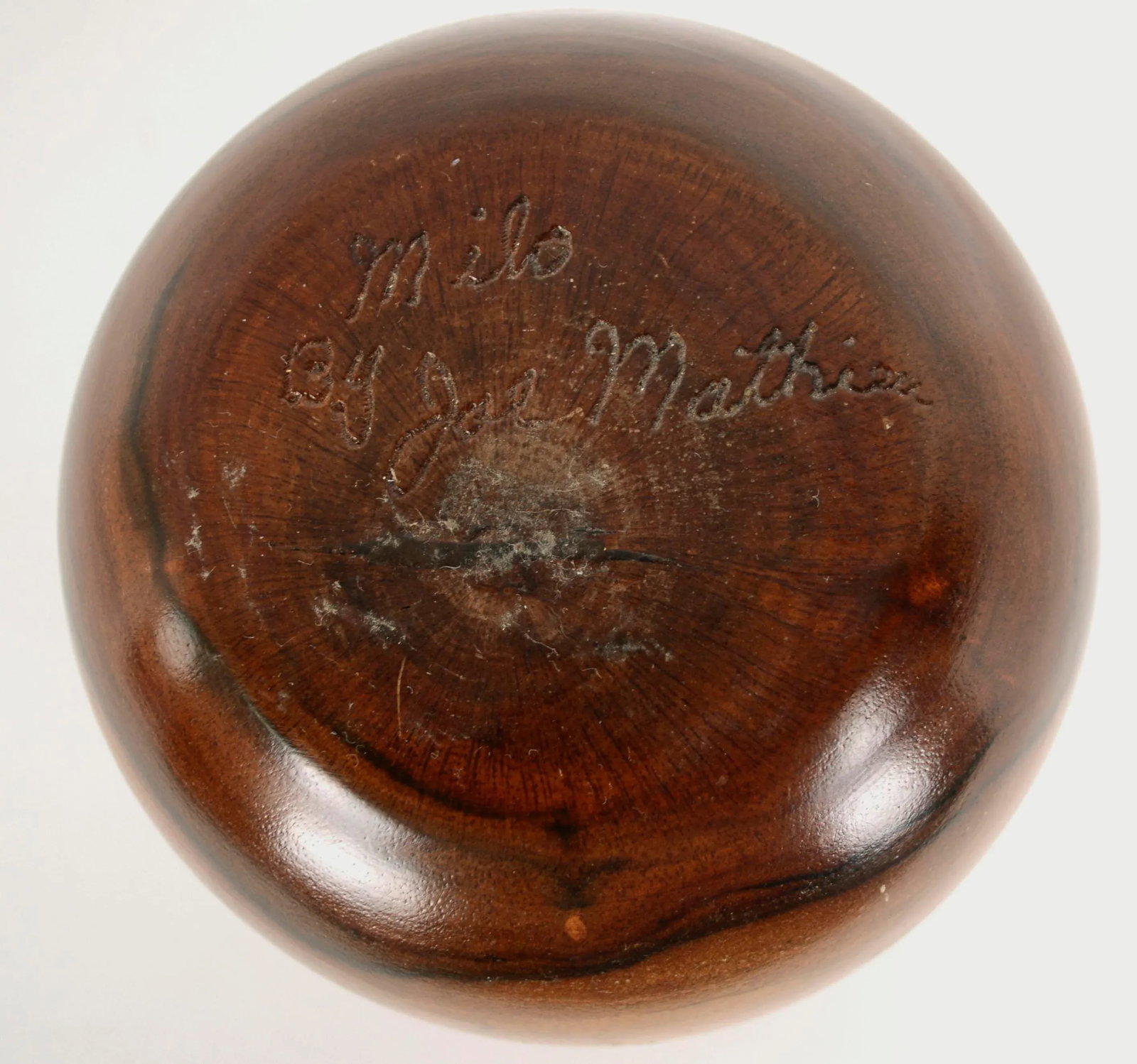 Hawaiian Hand Turned Wood Milo Bowl Vessel by Joseph Mathieu Hawaii - 7