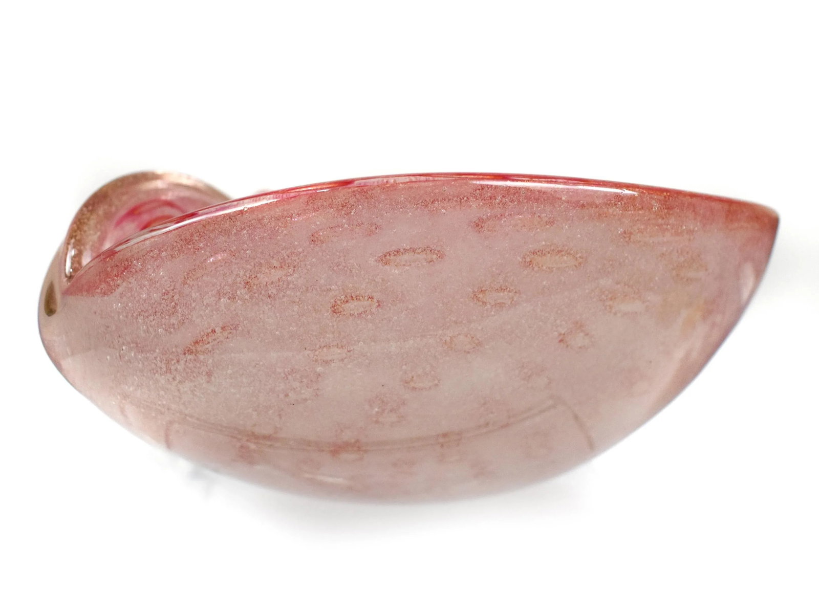 Vintage Mid-Century Modern Alfredo Barbini Murano Pink Gold Flecks Italian Art Glass Bowl - 6