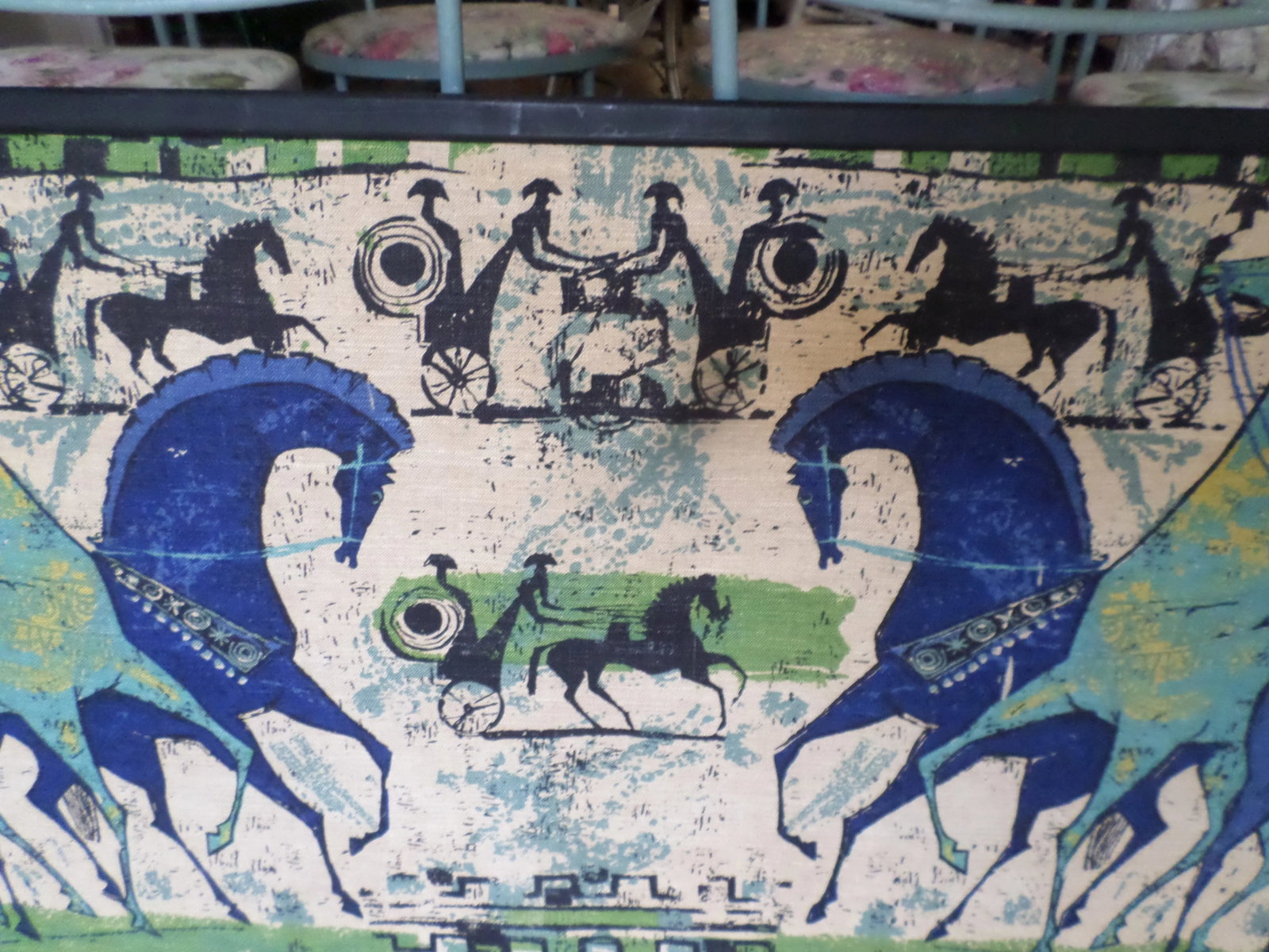 1950 Etruscan Horse & Chariot's Roman Fabric Panel - 5