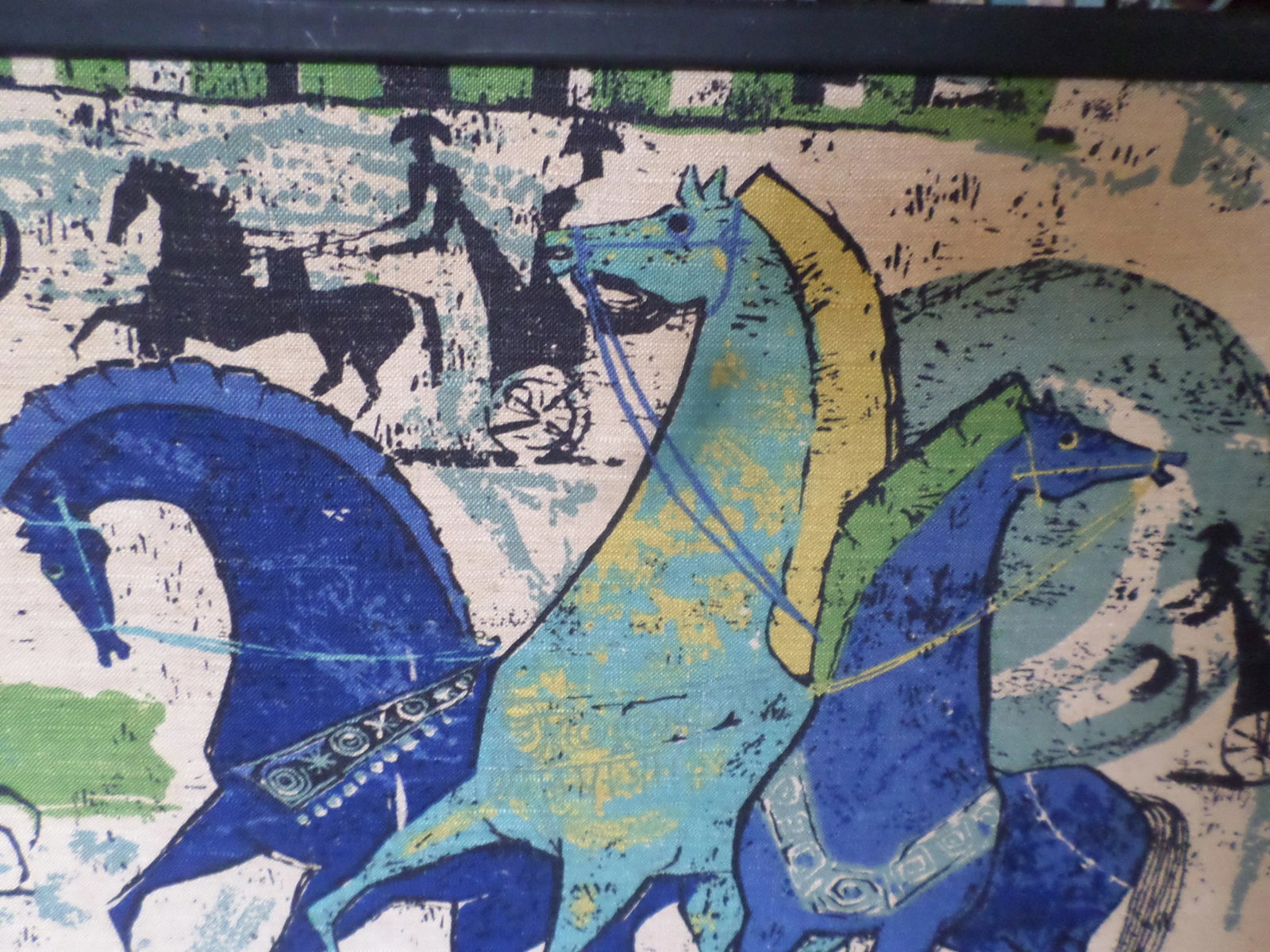 1950 Etruscan Horse & Chariot's Roman Fabric Panel - 6