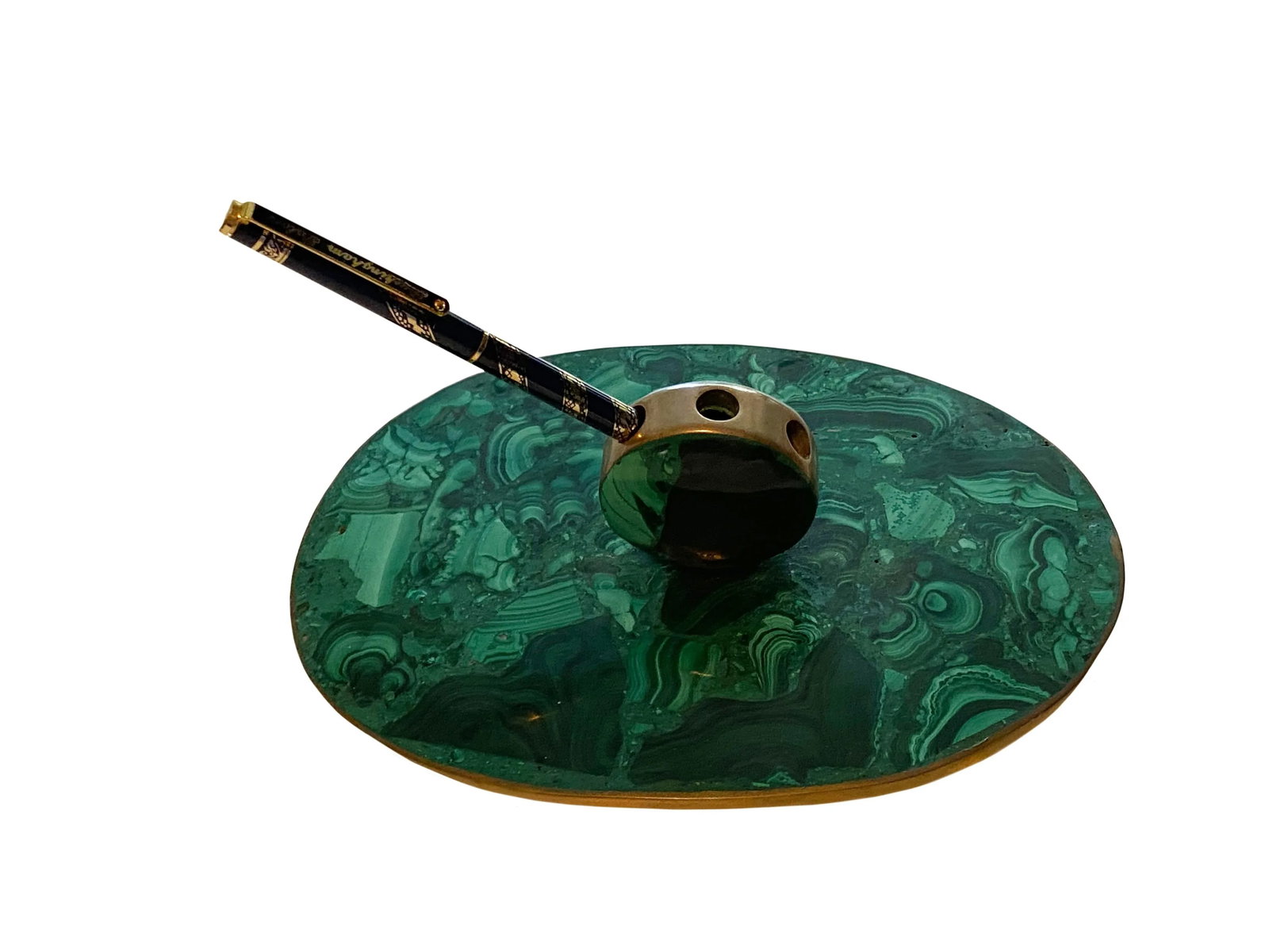 French Art Deco Malachite Pen Holder - 2