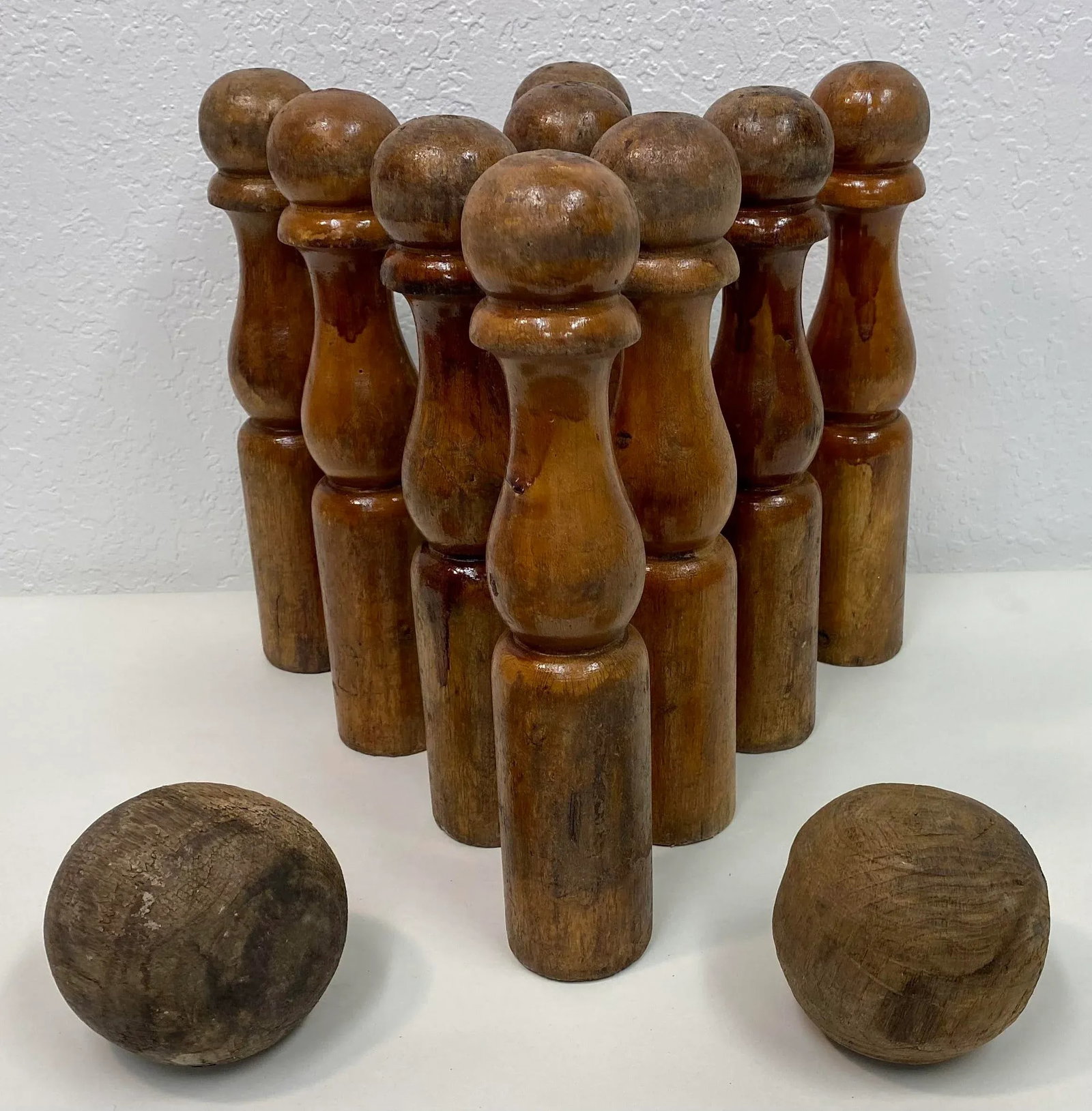 Antique Wooden 9 Pin Skittle Game From England - 10
