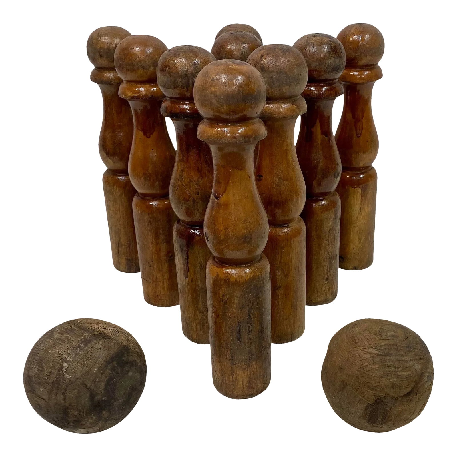Antique Wooden 9 Pin Skittle Game From England: Antique Wooden 9 Pin Skittle Game From England. These games were played in Pubs & Garden Parties for Centuries throughout Europe. This game is Circa 1860 I can definitely see the Bridgeton's enjoying