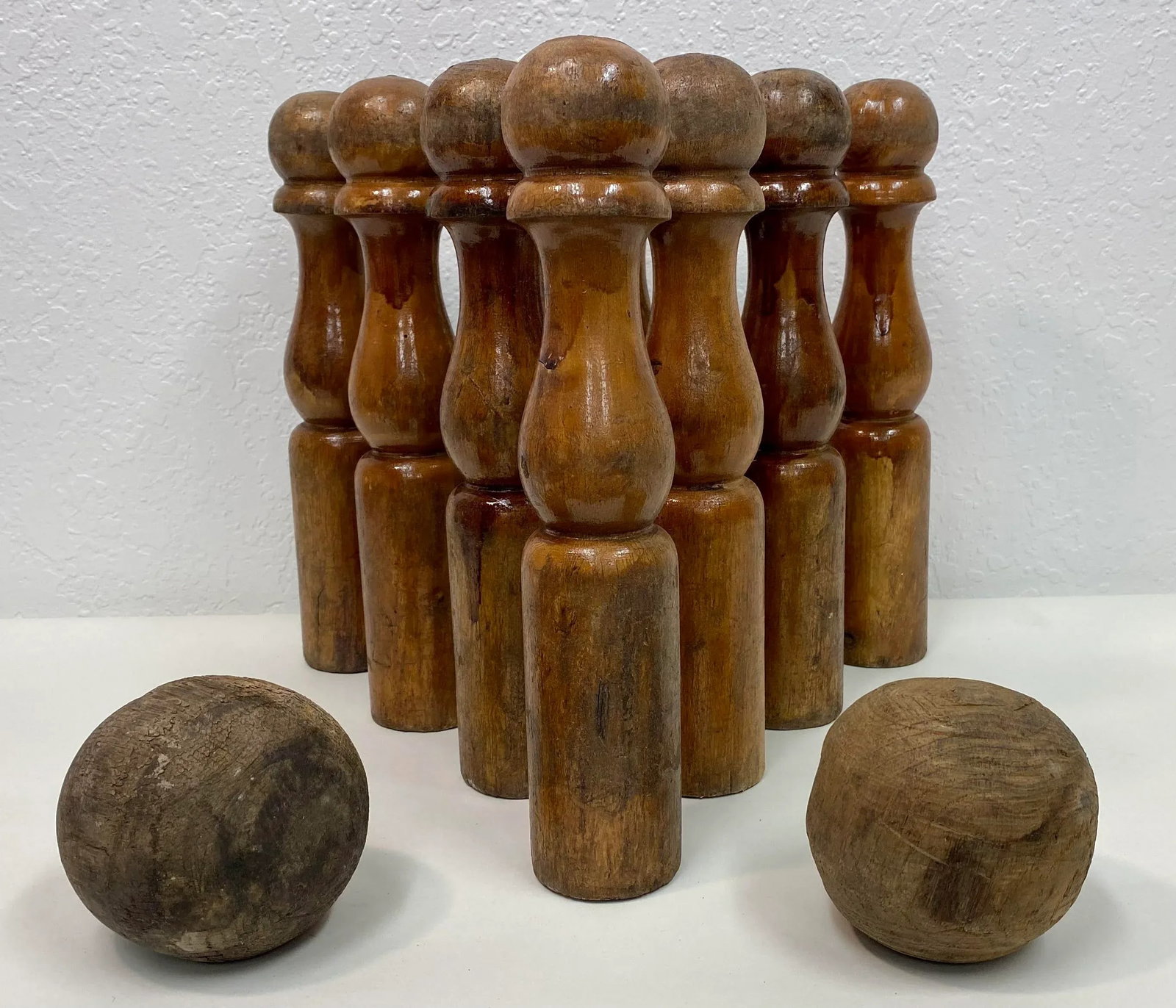 Antique Wooden 9 Pin Skittle Game From England - 2