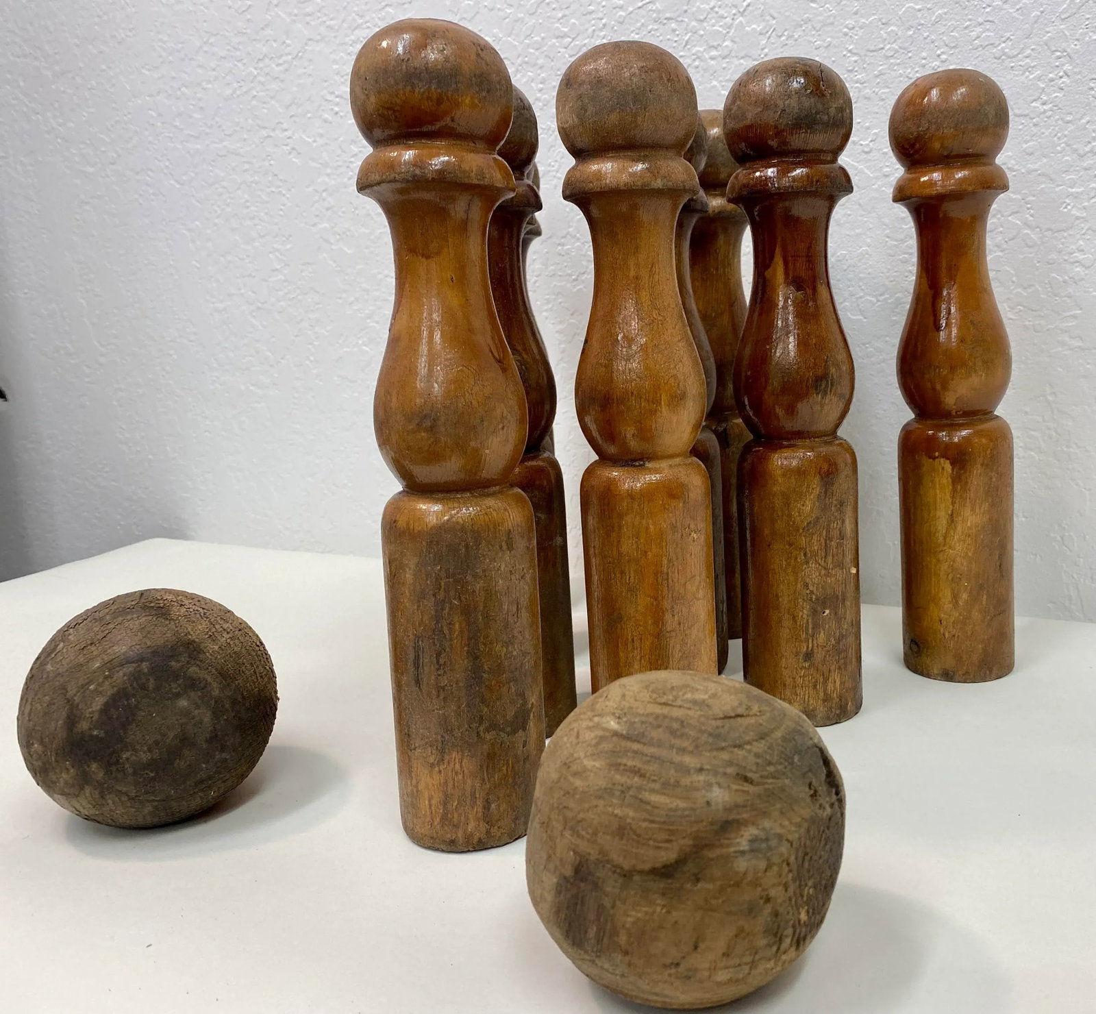 Antique Wooden 9 Pin Skittle Game From England - 3