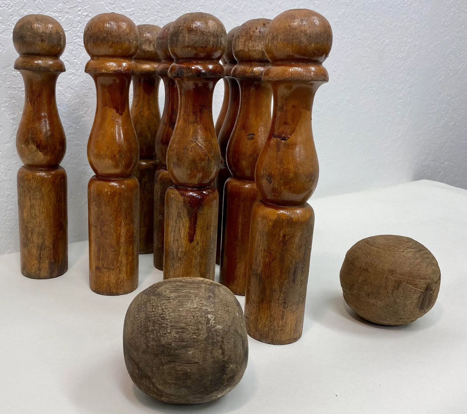 Antique Wooden 9 Pin Skittle Game From England - 4