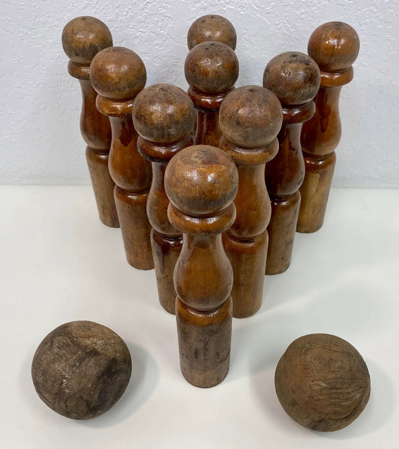 Antique Wooden 9 Pin Skittle Game From England - 5