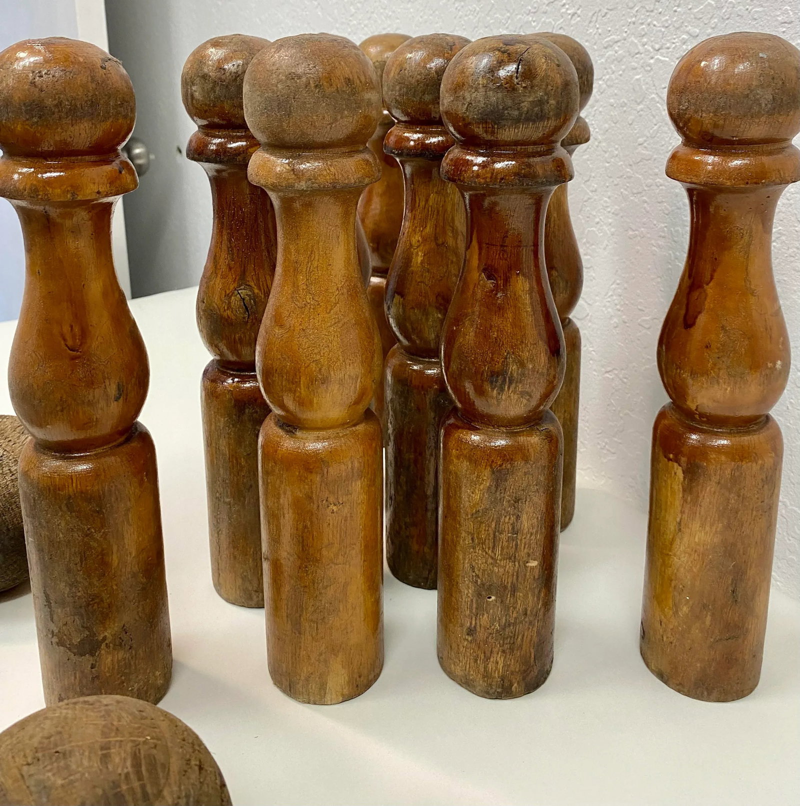 Antique Wooden 9 Pin Skittle Game From England - 6