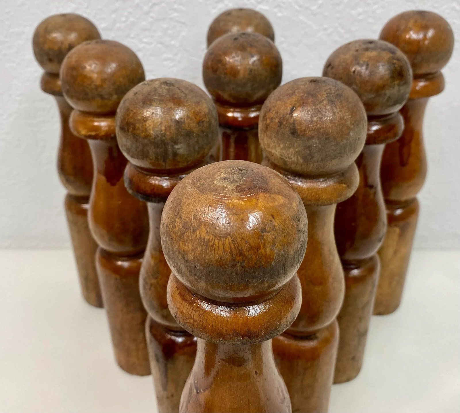 Antique Wooden 9 Pin Skittle Game From England - 7