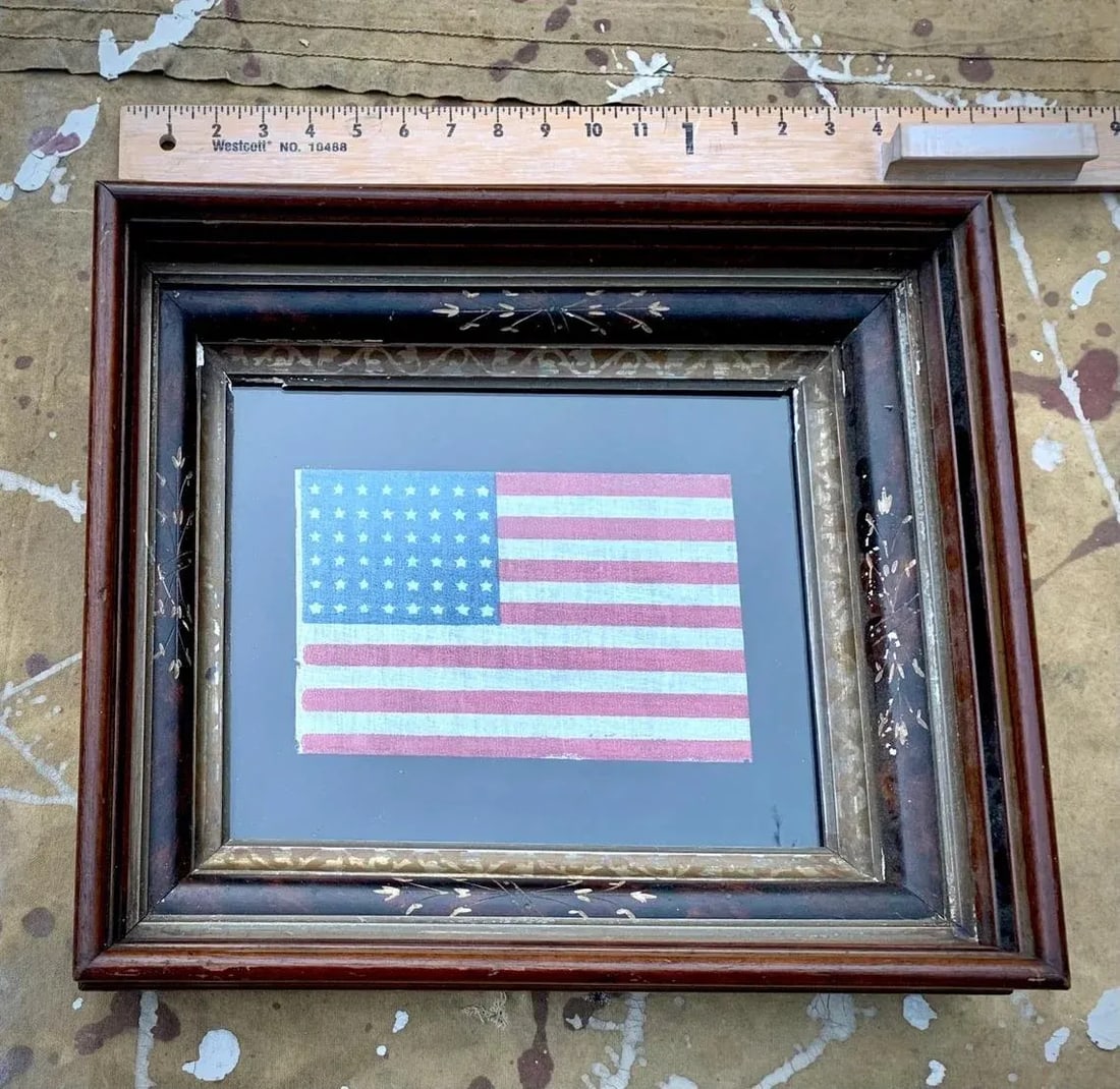 Circa 1930 Framed Vintage 48 Star Gauze Parade Flag - 2