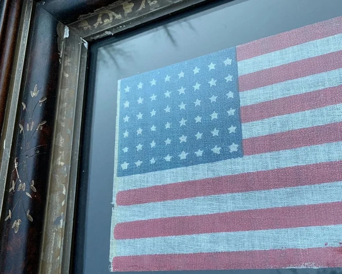Circa 1930 Framed Vintage 48 Star Gauze Parade Flag - 8