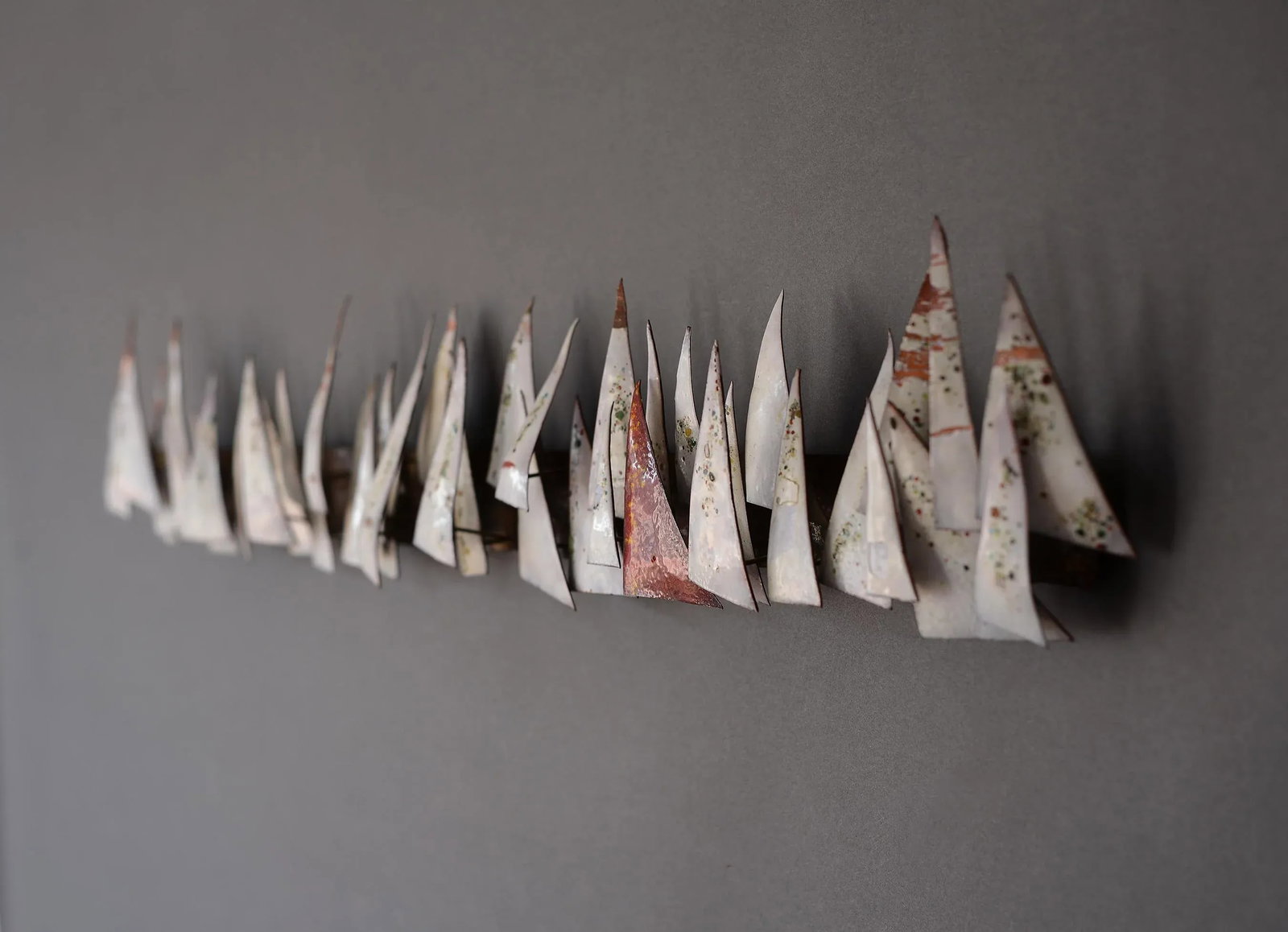 Mid Century Enamel on Copper Abstract Sailboats Wall Sculpture - 11