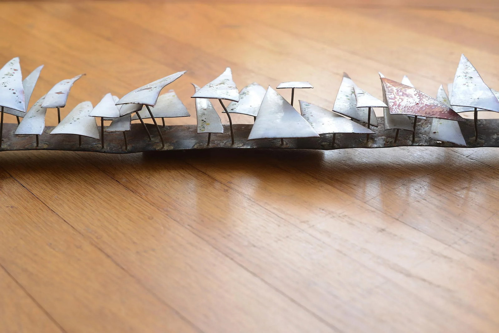 Mid Century Enamel on Copper Abstract Sailboats Wall Sculpture - 5