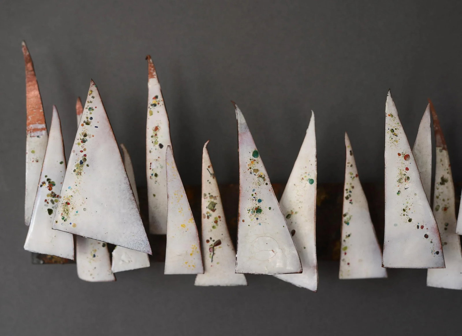 Mid Century Enamel on Copper Abstract Sailboats Wall Sculpture - 6