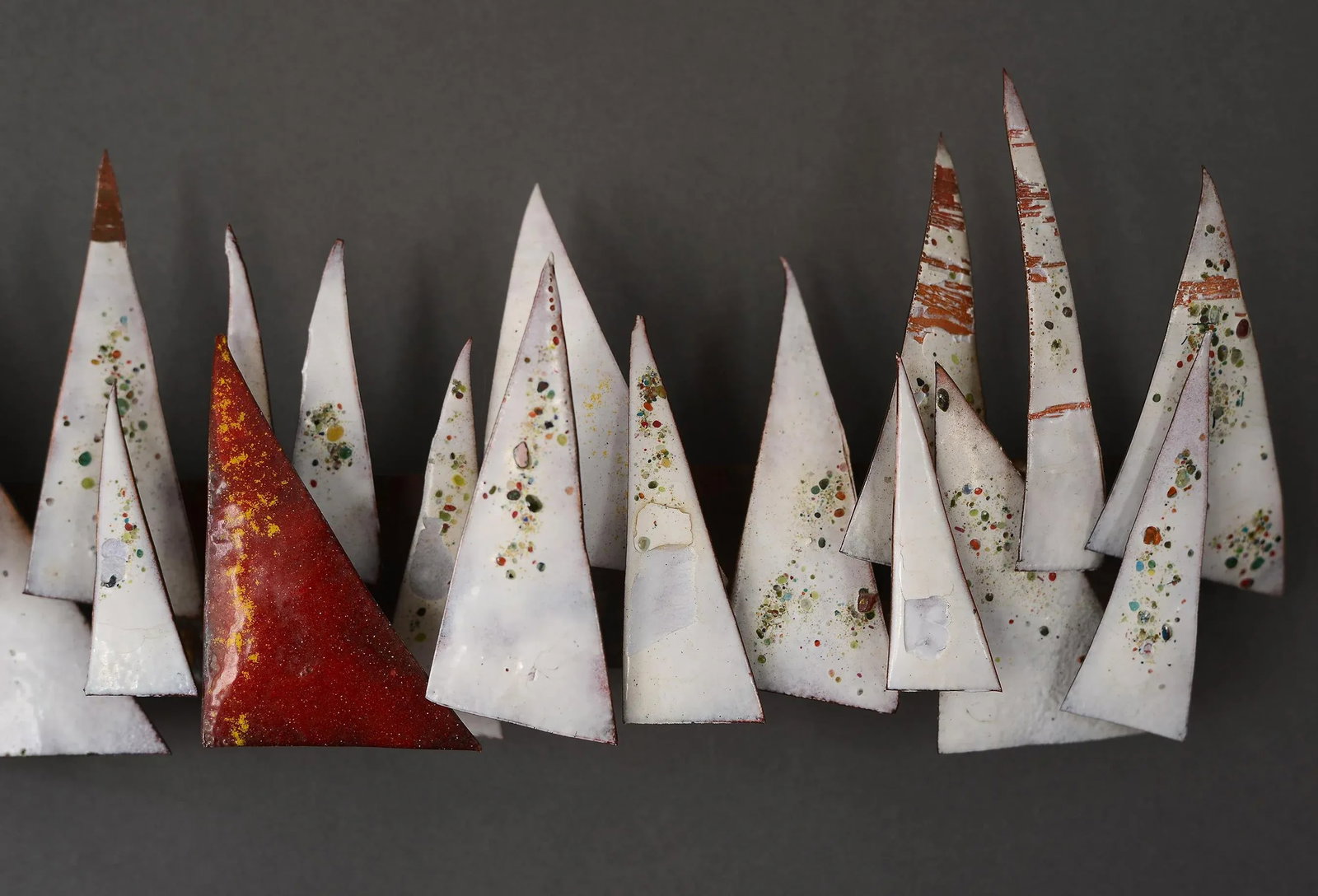Mid Century Enamel on Copper Abstract Sailboats Wall Sculpture - 8