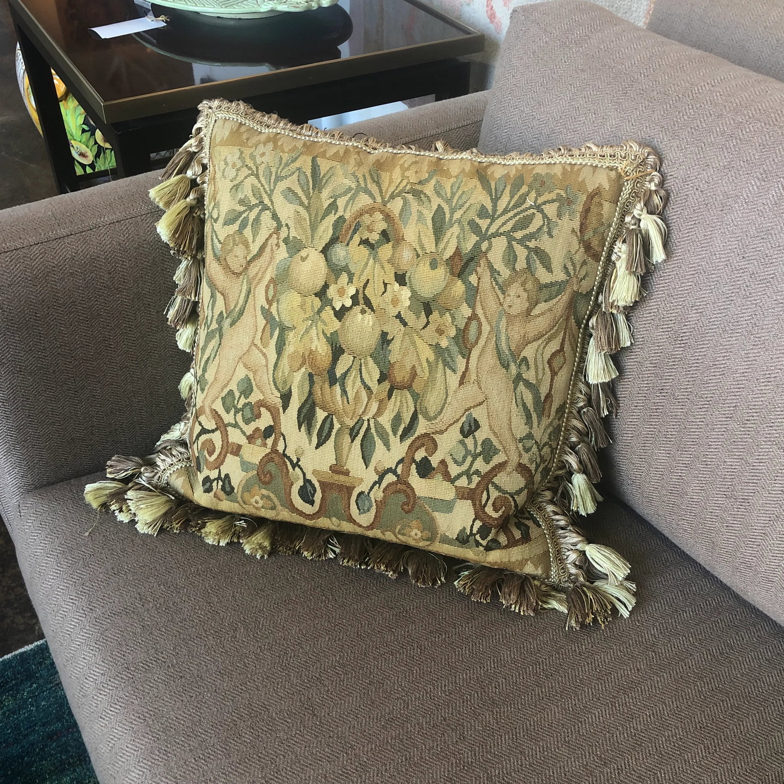 Vintage Recreated Mid 16th Century Hand-Woven Wool Tapestry Pillow - 12