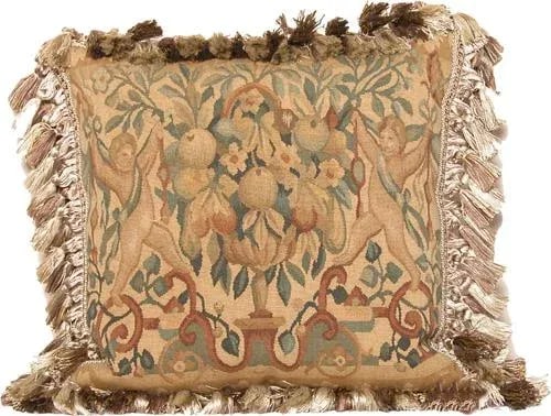 Vintage Recreated Mid 16th Century Hand-Woven Wool Tapestry Pillow - 2