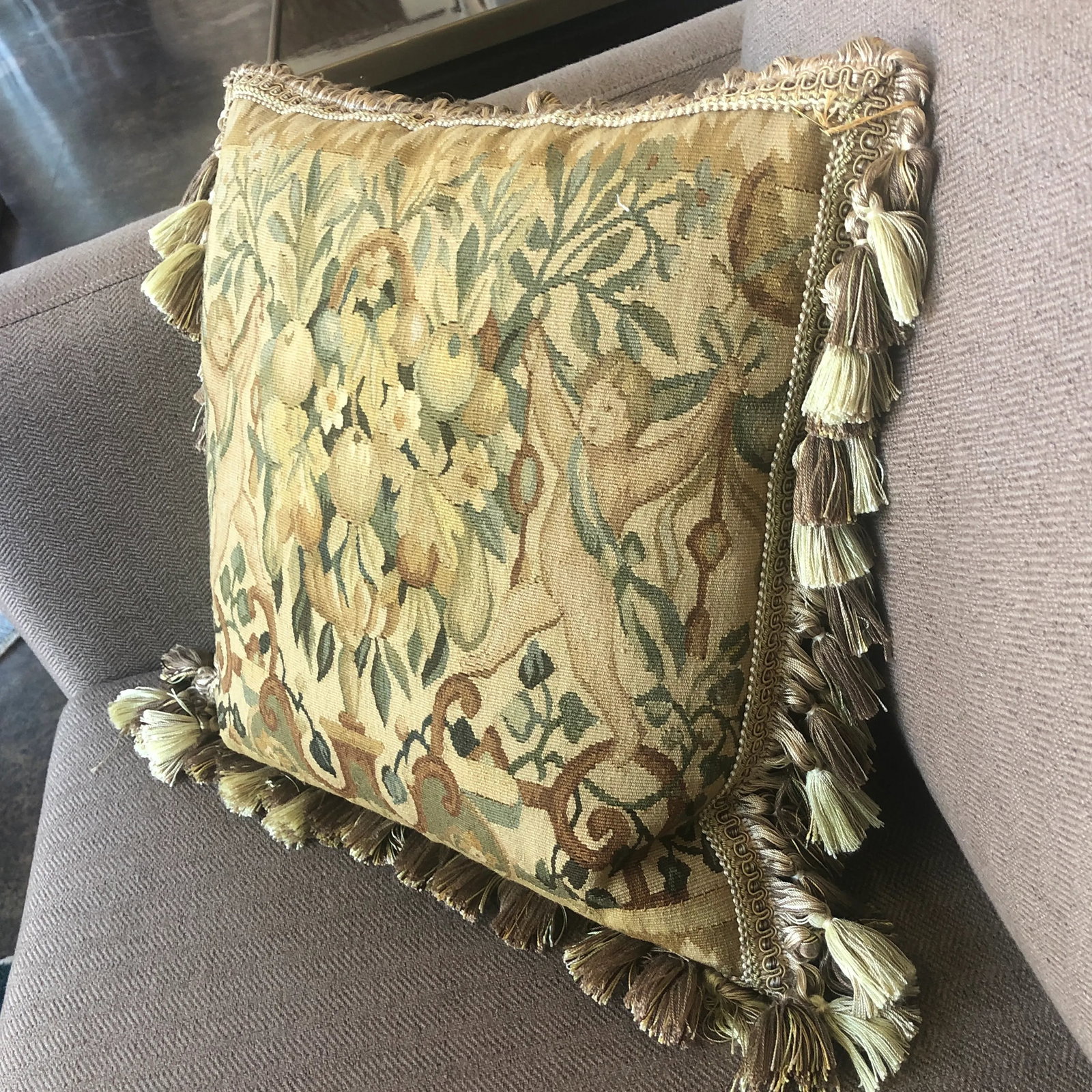Vintage Recreated Mid 16th Century Hand-Woven Wool Tapestry Pillow - 3