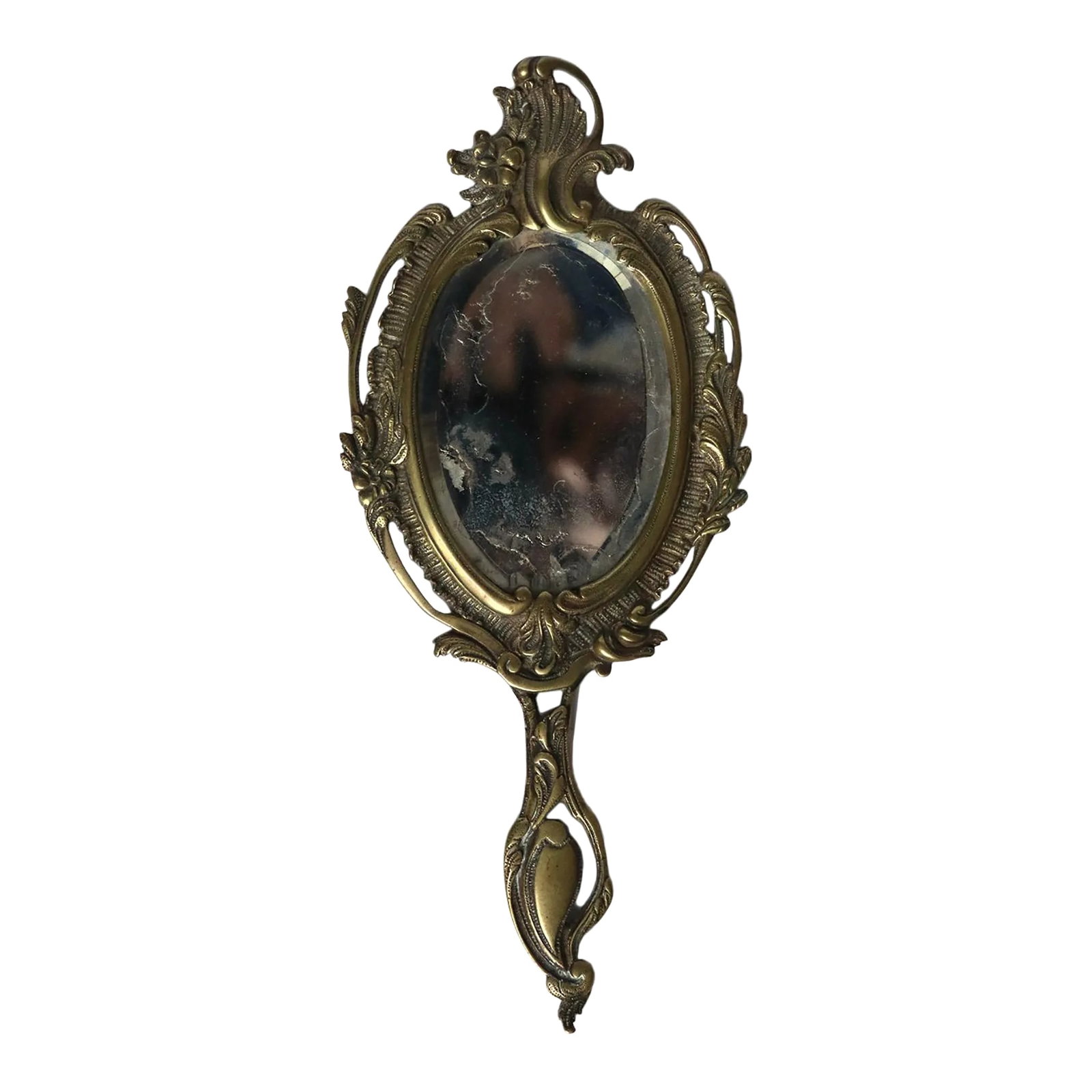 Victorian Brass Hand Mirror (1 of 9)