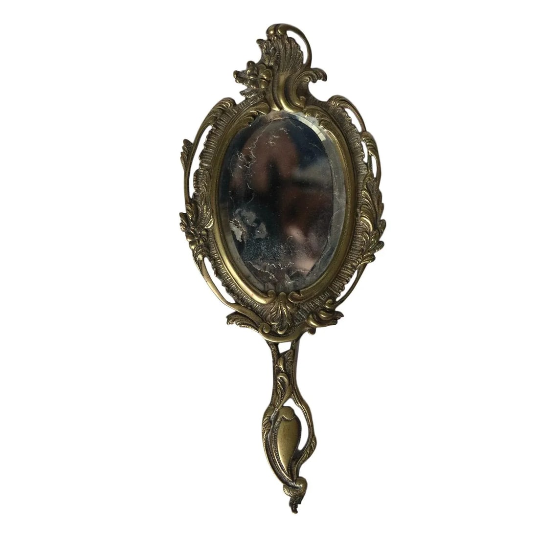 Victorian Brass Hand Mirror - 9