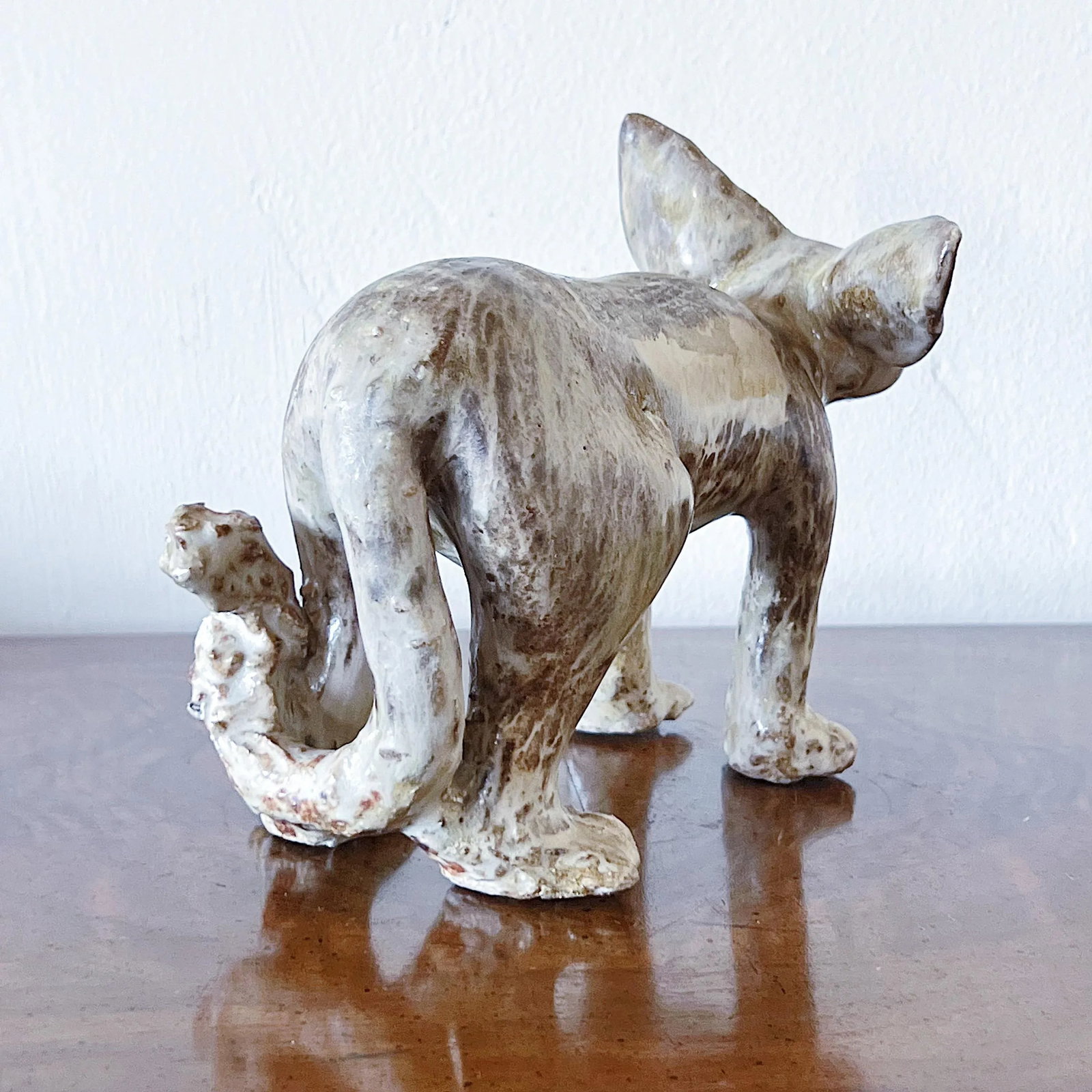 Mid-Century Brutalist Pottery Sphynx Cat in Expert Glaze - 5