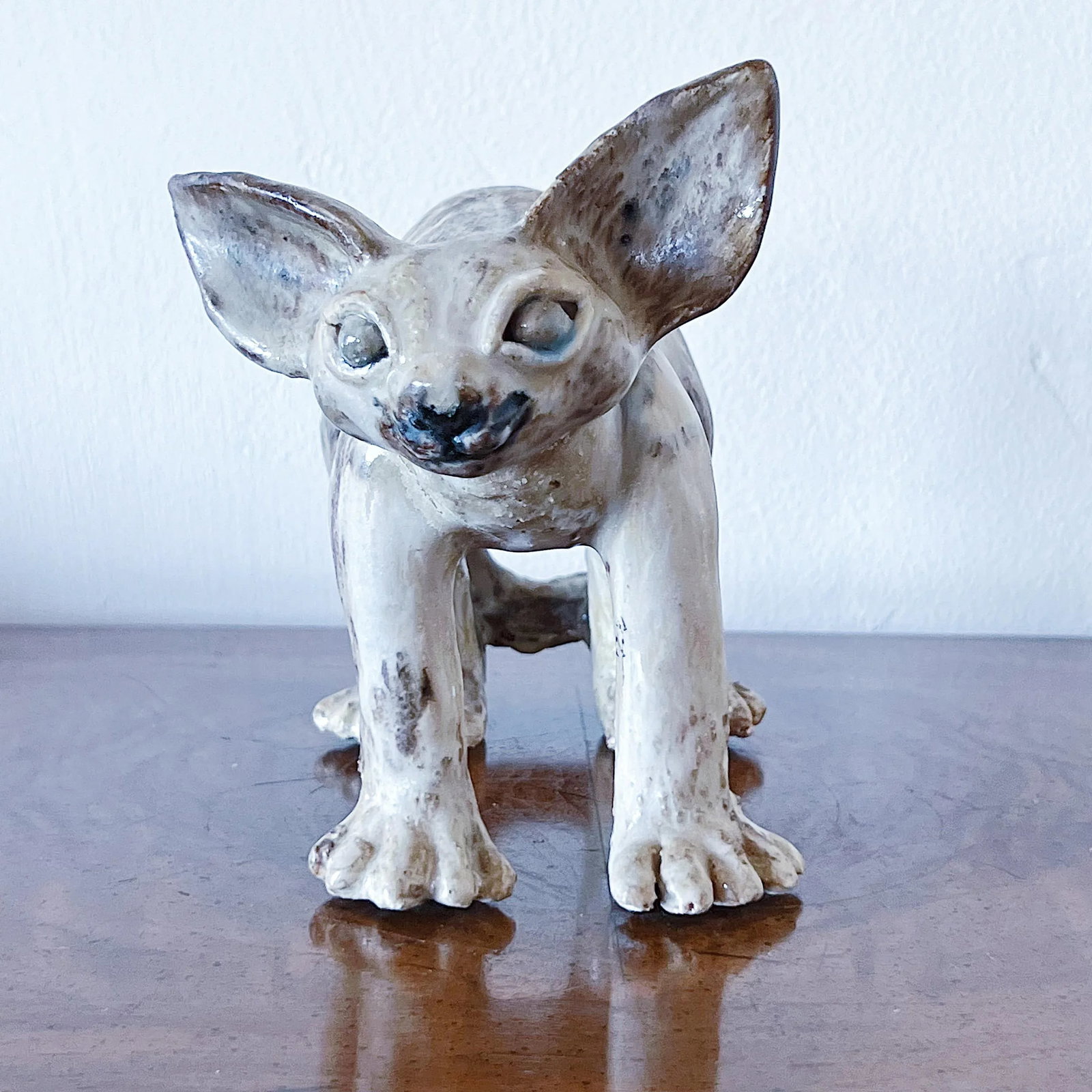 Mid-Century Brutalist Pottery Sphynx Cat in Expert Glaze - 7