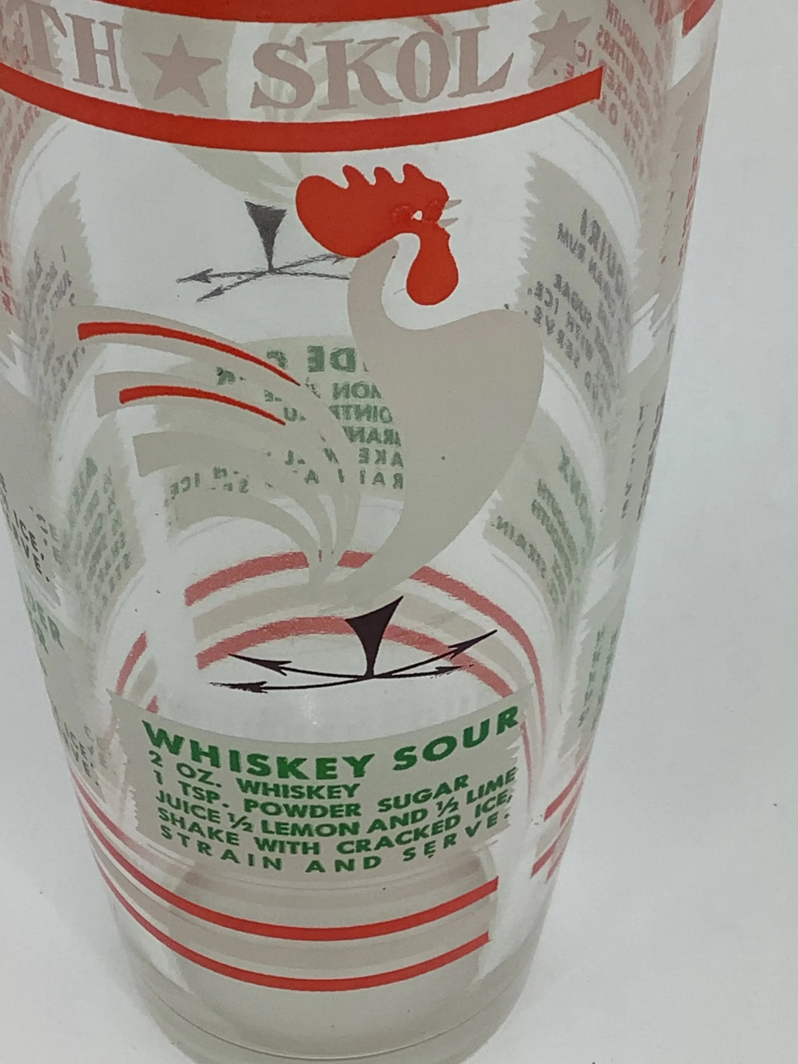 Vintage Hazel Atlas Rooster Recipe Cocktail Shaker - 2