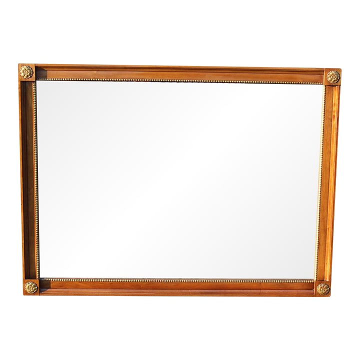 Kindel Cherry Mirror From the Belvedere Collection: Kindel's Belvedere Collection featured wonderful chests of drawers done in the style of Louis XVI. This mirror was intended to be hung over their low chest of drawers crafted from cherry. Each corner 