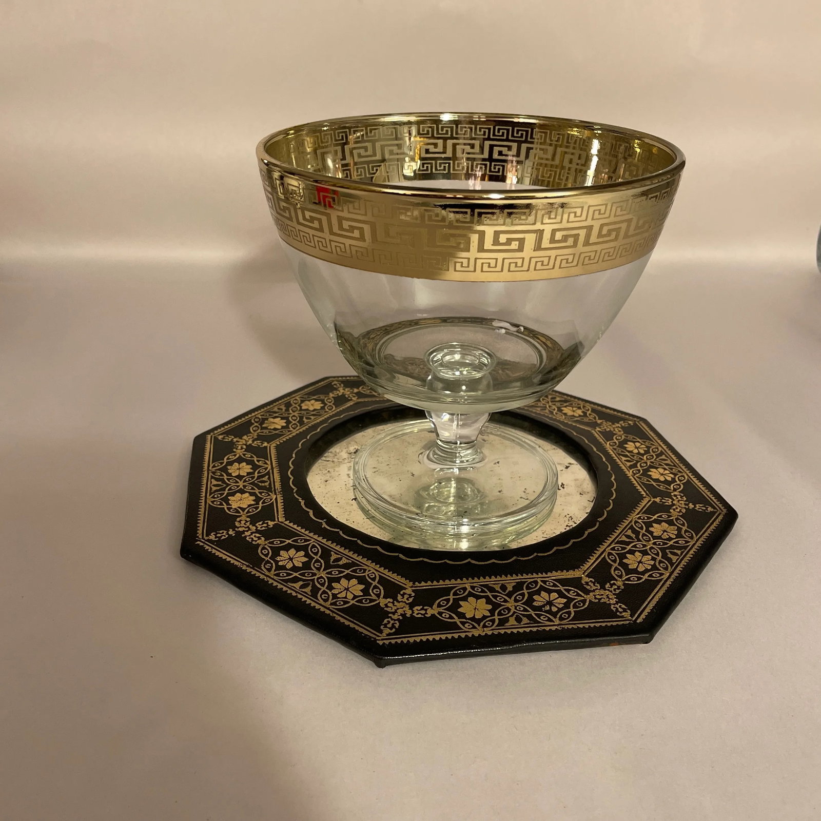 Hexagonal Gilt Leather Mirror - 4