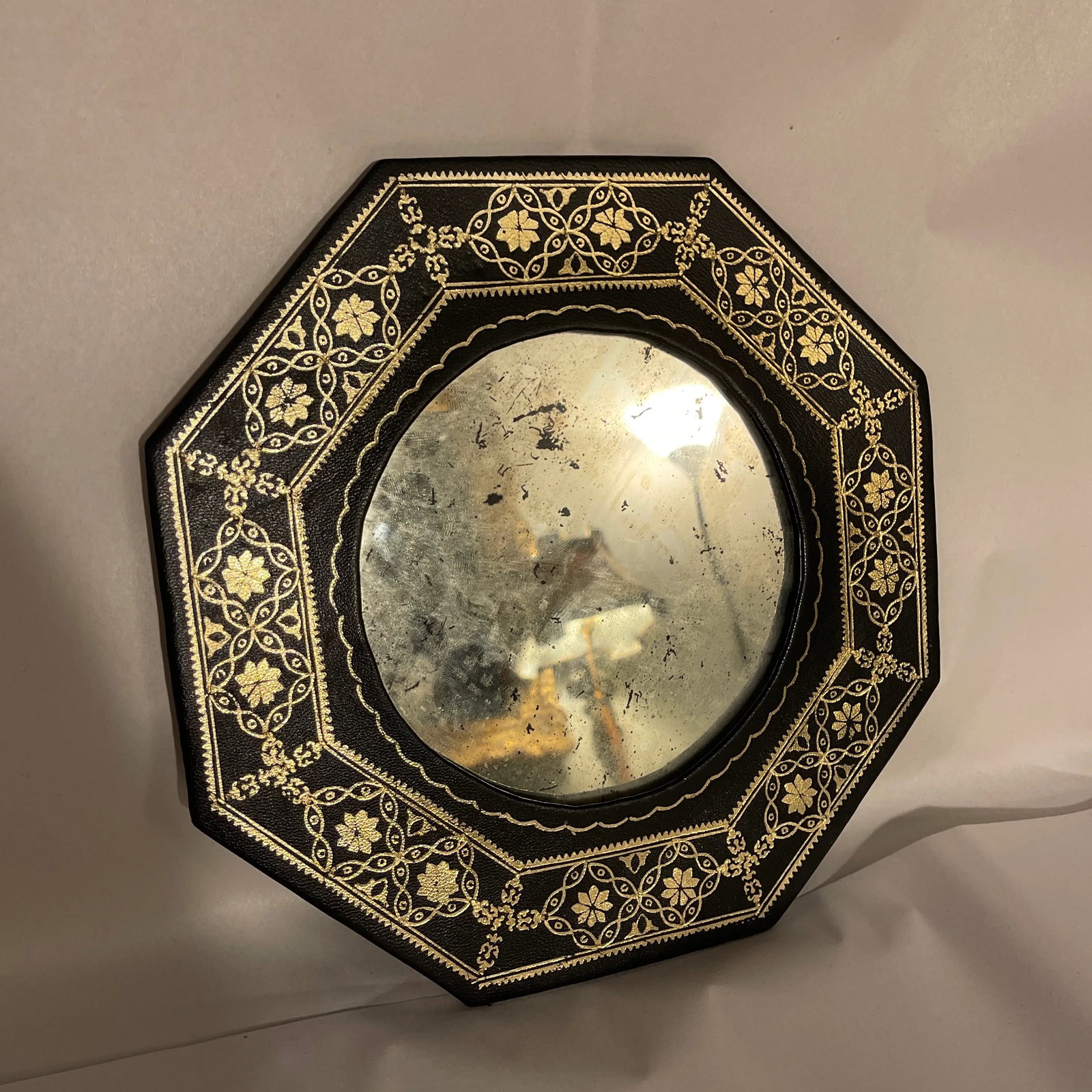 Hexagonal Gilt Leather Mirror - 5