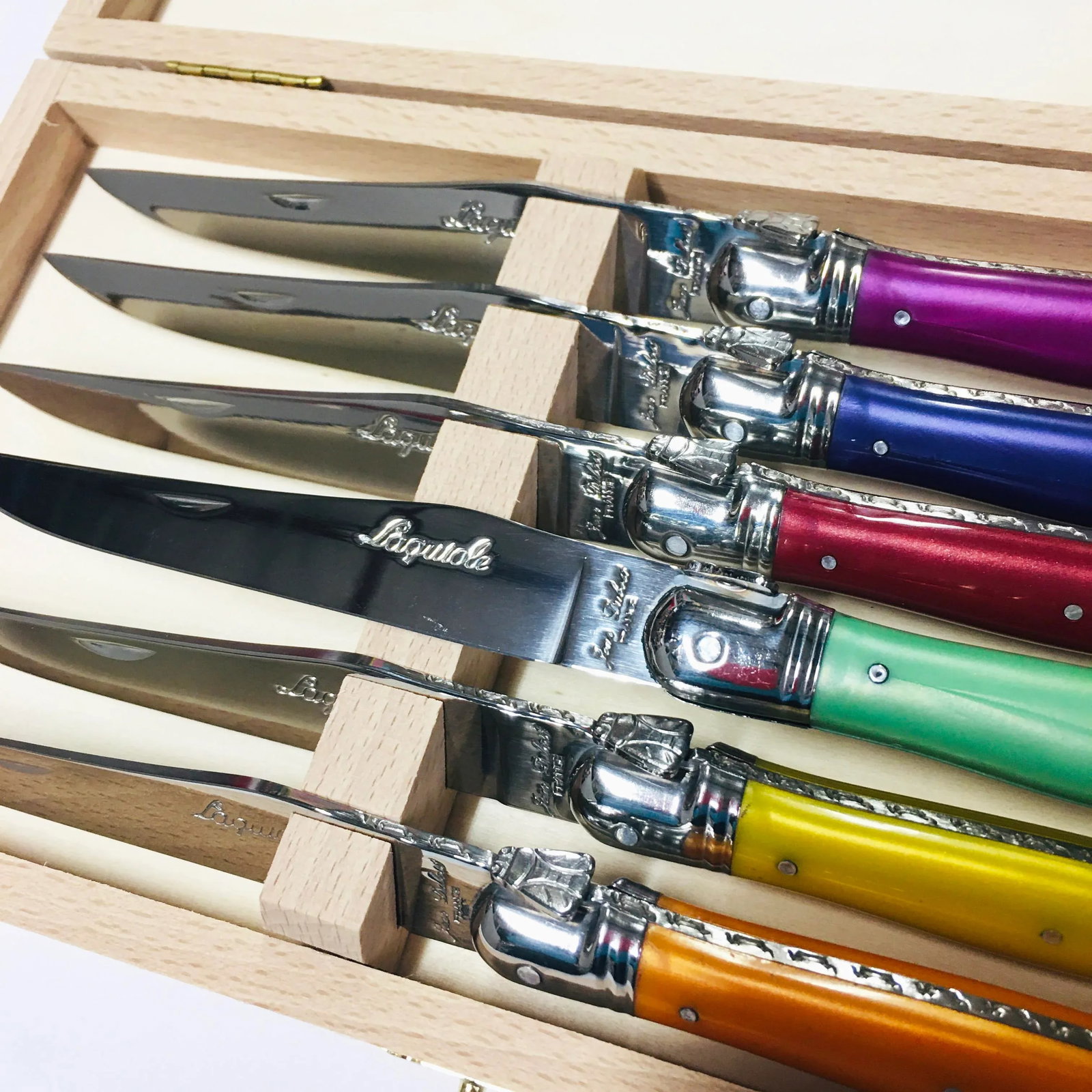 Contemporary Jean Dubost Laguoile Stainless Steel Steak Knives - Set of 7 - 2