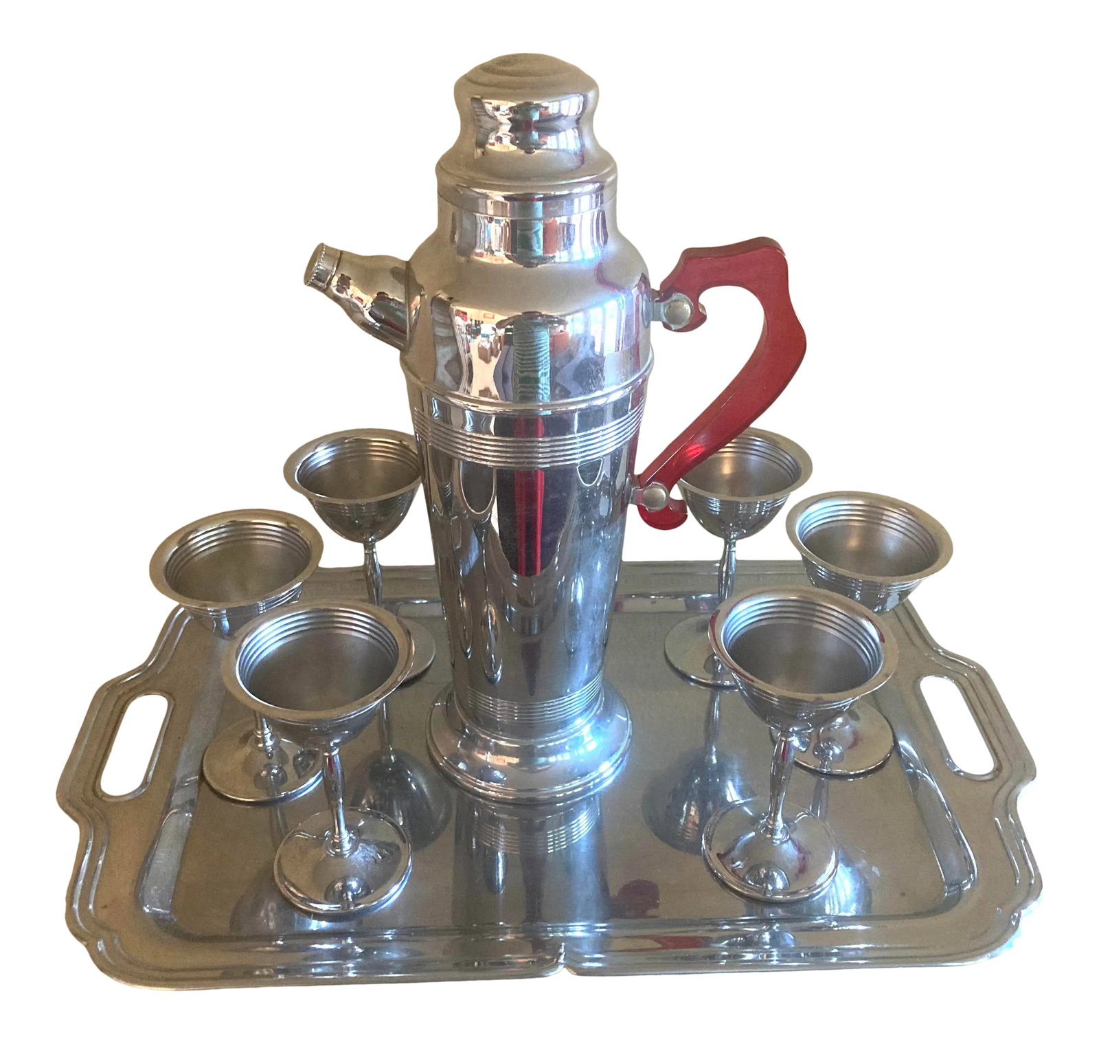Vintage Art Deco Krome Craft Farber Bros Cocktail Shaker Set- 8 Pieces (1 of 7)