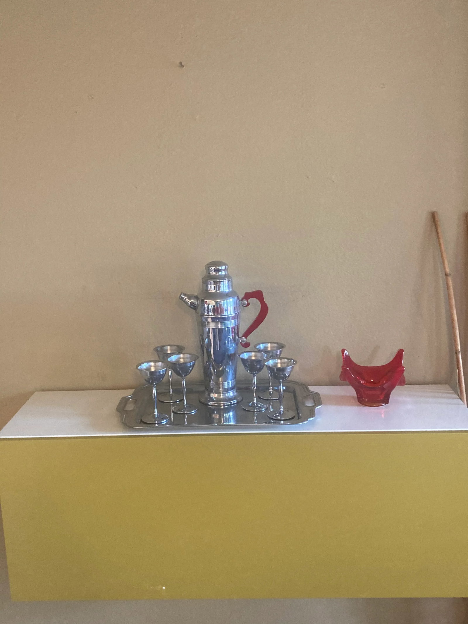 Vintage Art Deco Krome Craft Farber Bros Cocktail Shaker Set- 8 Pieces - 3